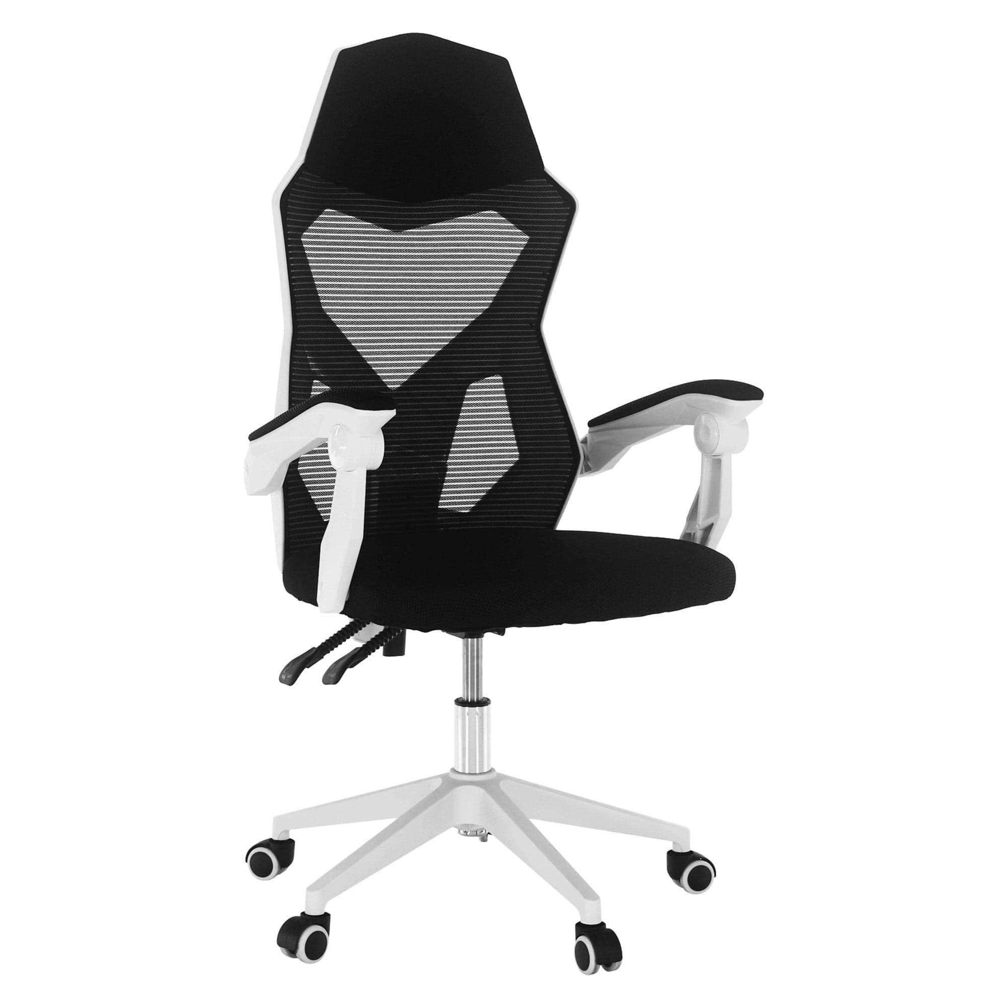 Scaun gaming YOKO, negru/alb, material textil/plastic, 60x65x113/123 cm