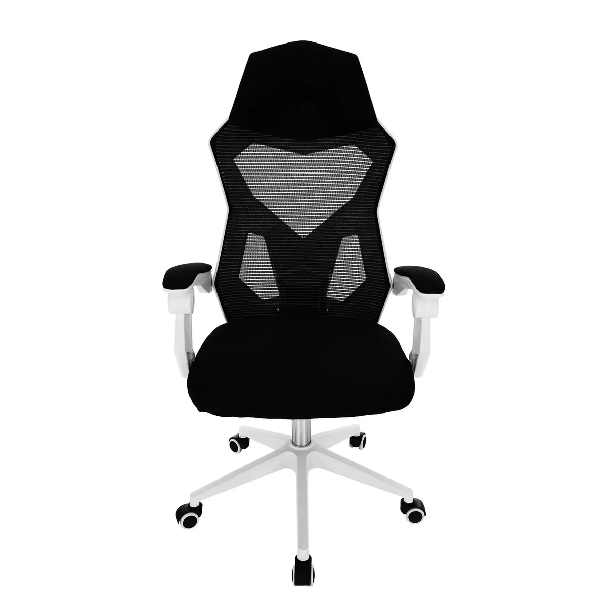 Scaun gaming YOKO, negru/alb, material textil/plastic, 60x65x113/123 cm