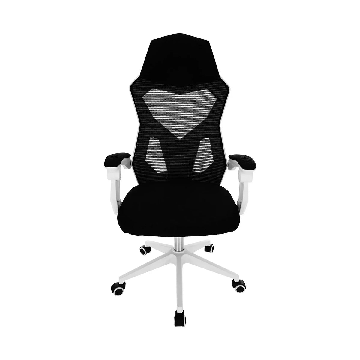 Scaun gaming YOKO, negru/alb, material textil/plastic, 60x65x113/123 cm