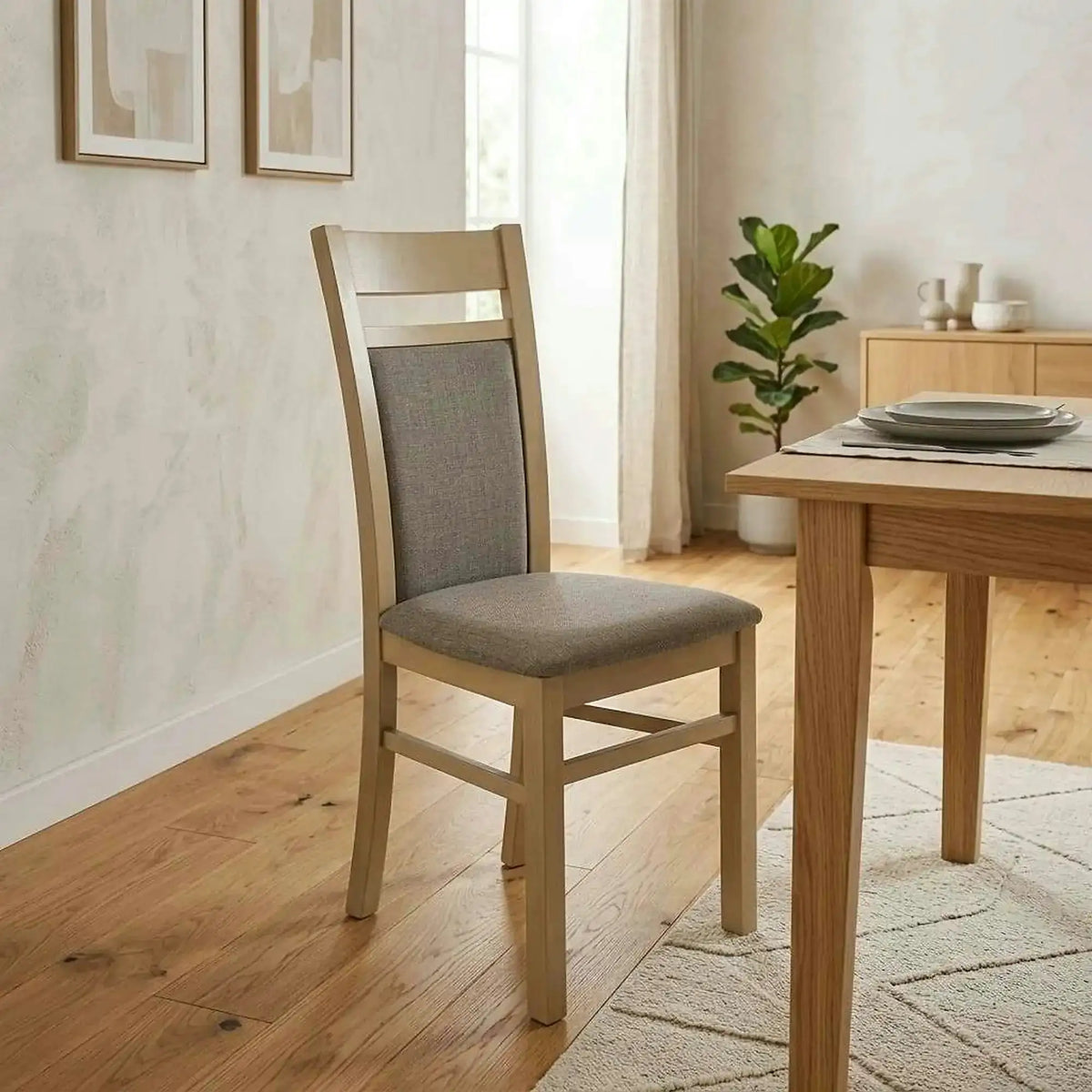 Scaun GERARD 2, gri/stejar sonoma, stofa clasica/lemn de fag, 44x55x97 cm