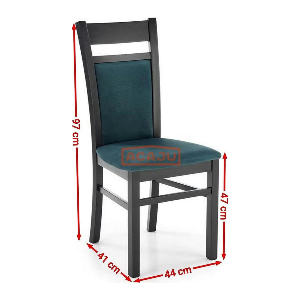 Scaun Gerard 2, negru/verde, stofa catifelata/lemn de fag, 44x55x97 cm