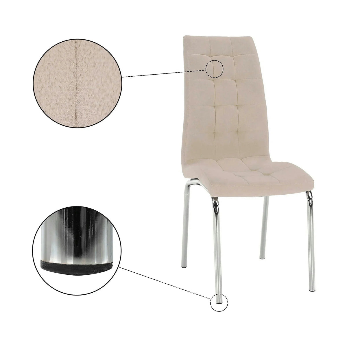 Scaun GERDA NEW, bej, stofa clasica/metal, 42x58x103 cm