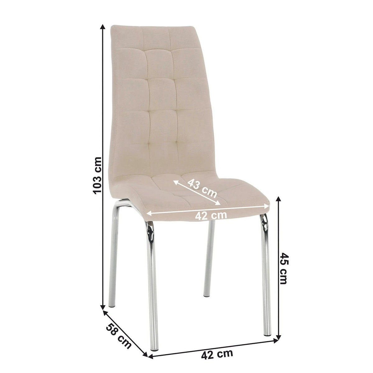 Scaun GERDA NEW, bej, stofa clasica/metal, 42x58x103 cm