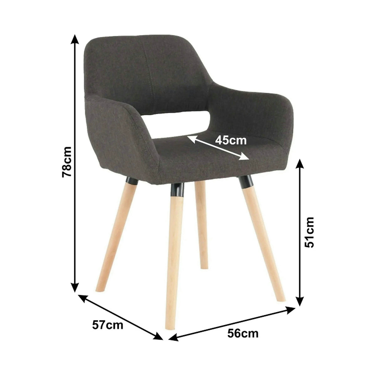 Scaun GODRIC, maro inchis, stofa clasica/lemn, 56x57x78 cm