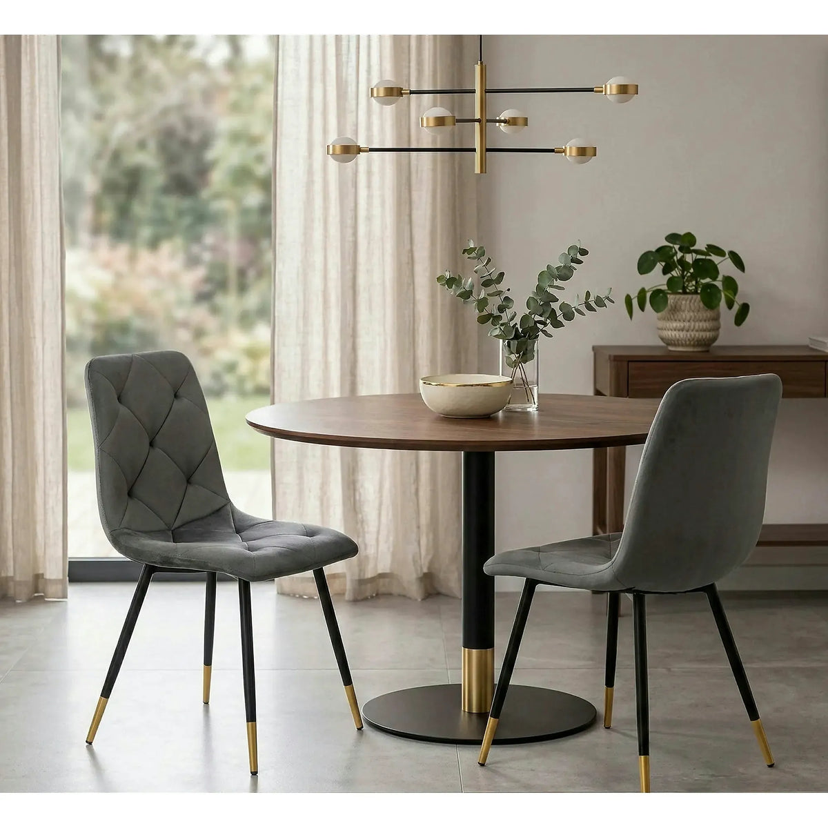 Scaun gri inchis K438, stofa catifelata/metal, 45x50x86 cm