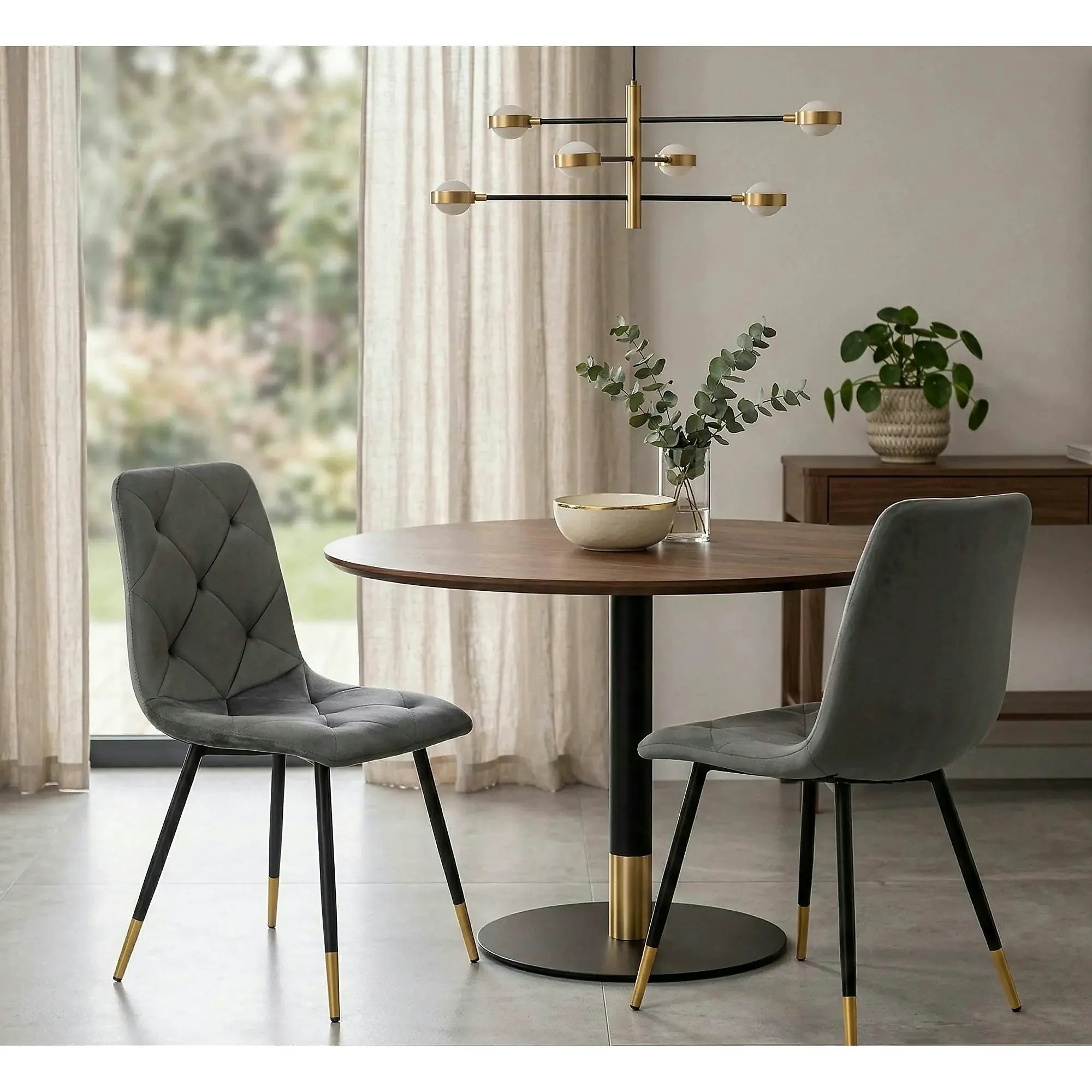 Scaun gri inchis K438, stofa catifelata/metal, 45x50x86 cm