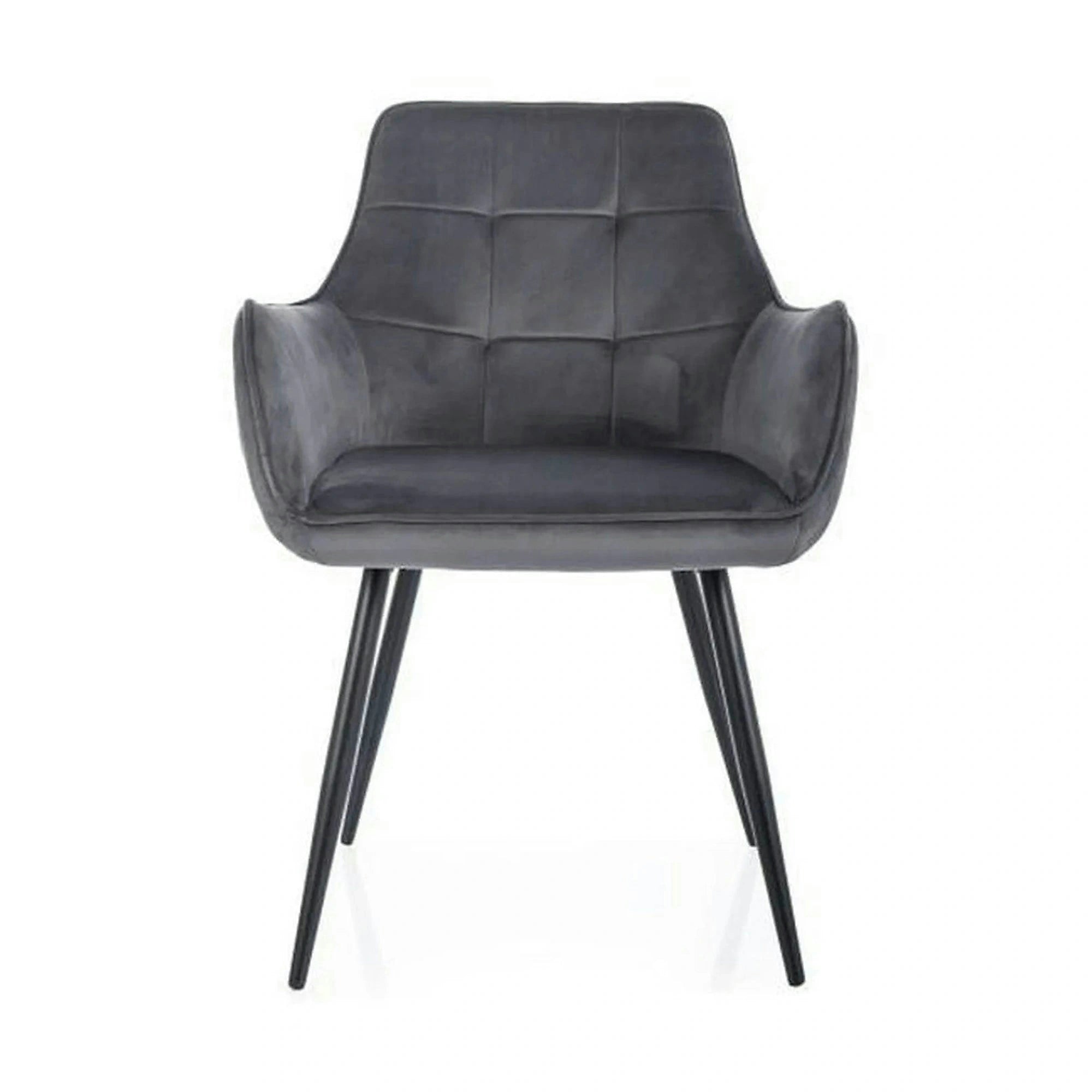 Scaun gri inchis LEMON, stofa catifelata/metal, 57x47x85 cm