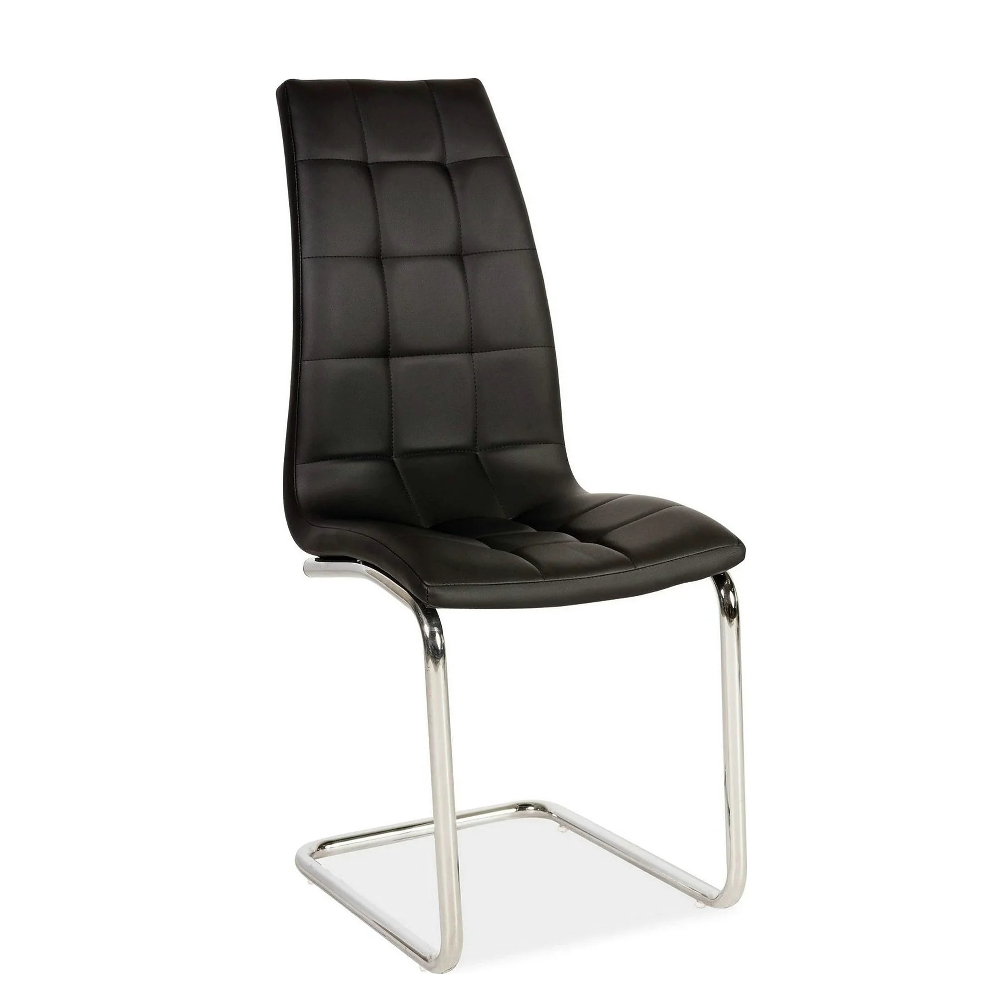 Scaun H103, negru/crom, piele ecologica/metal, 42X43X102 cm