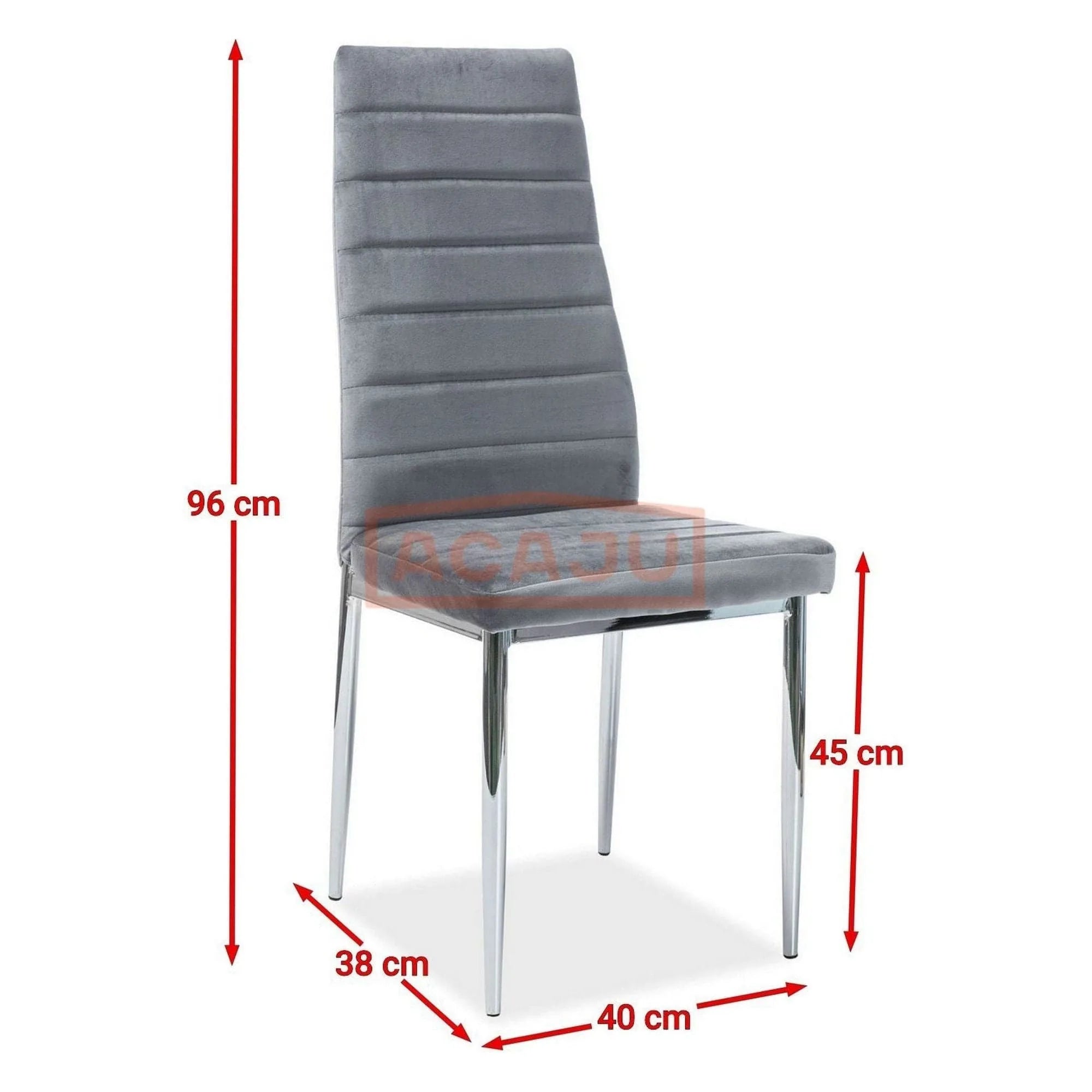 Scaun H261, gri/crom, stofa catifelata/metal, 40x38x96 cm
