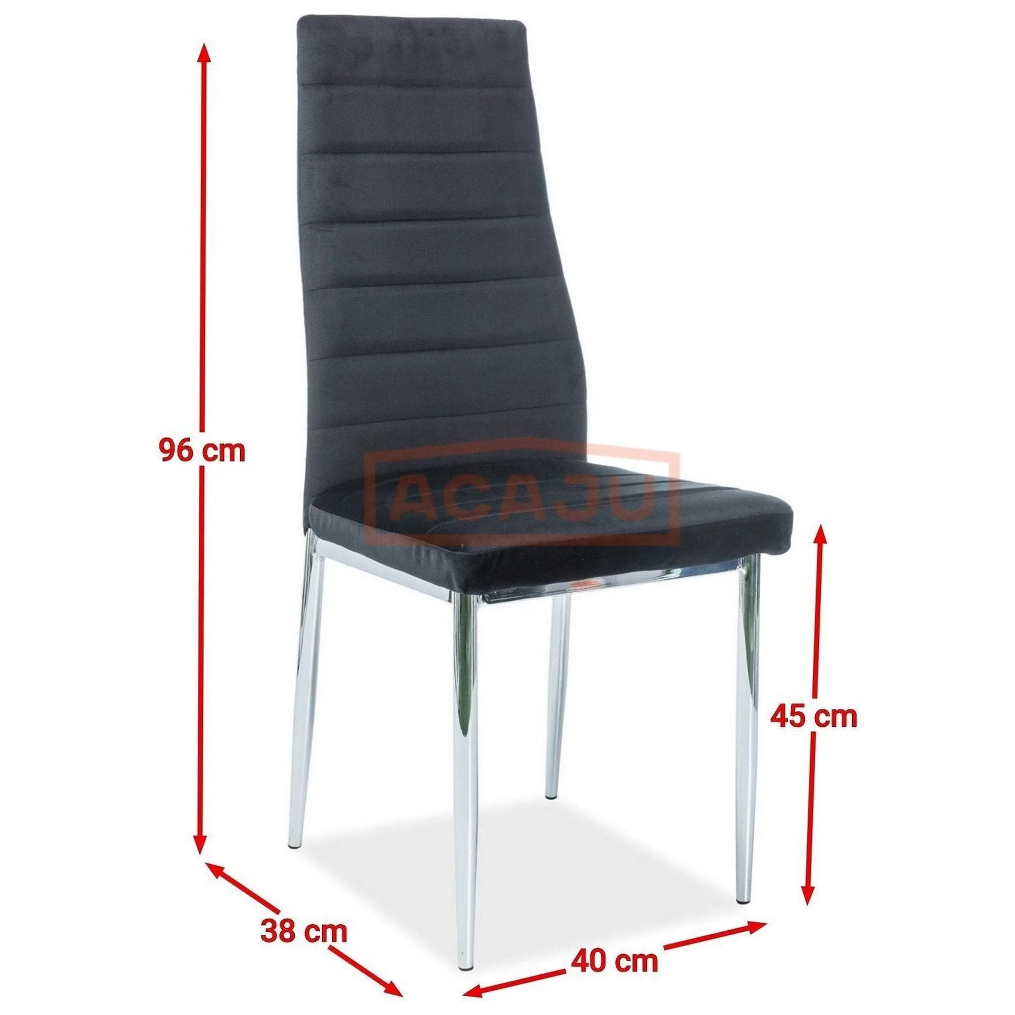 Scaun H261, stofa catifelata/piele ecologica, negru - Bluvel 19, 40x38x96 cm