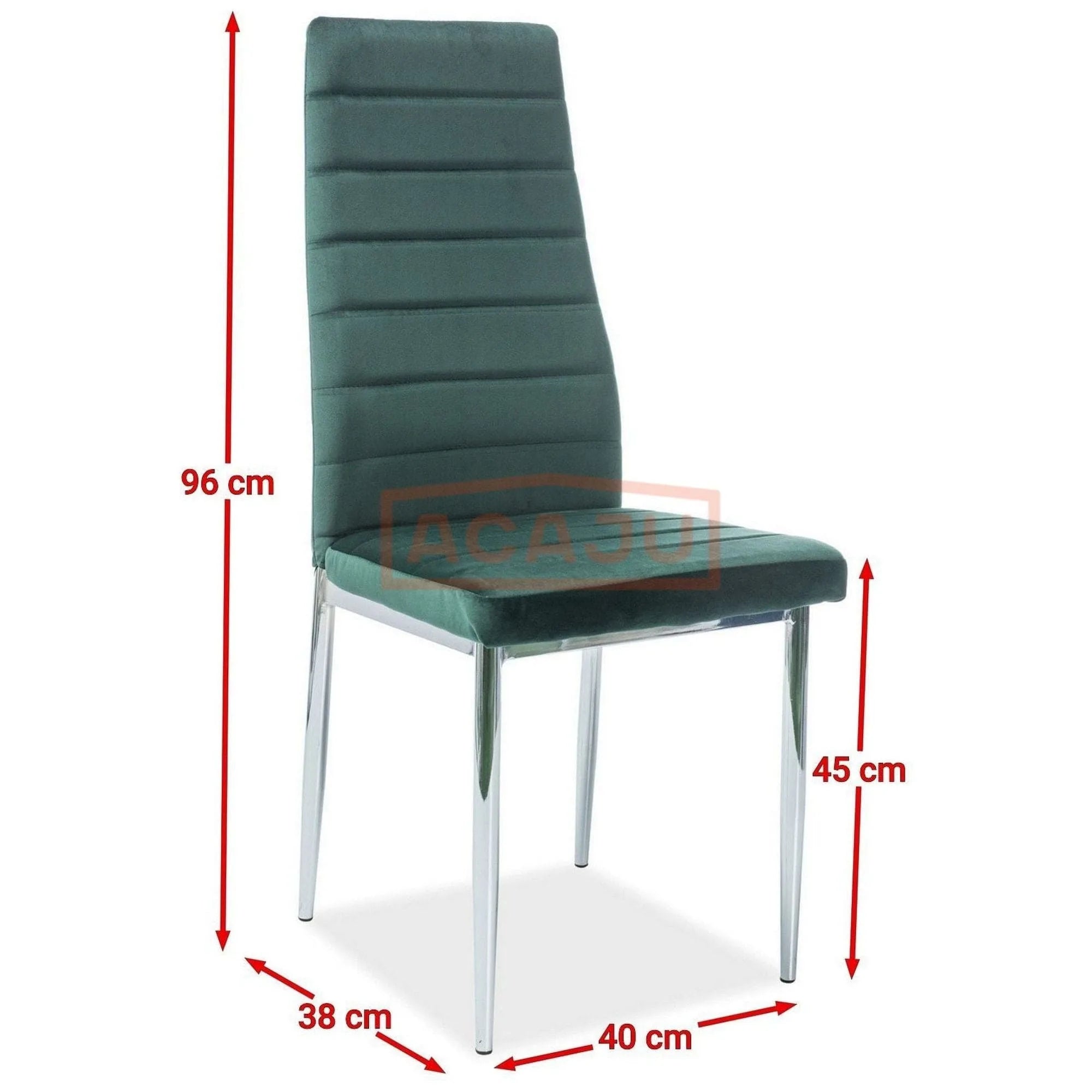 Scaun H261, verde/crom, stofa catifelata/metal, 40x38x96 cm