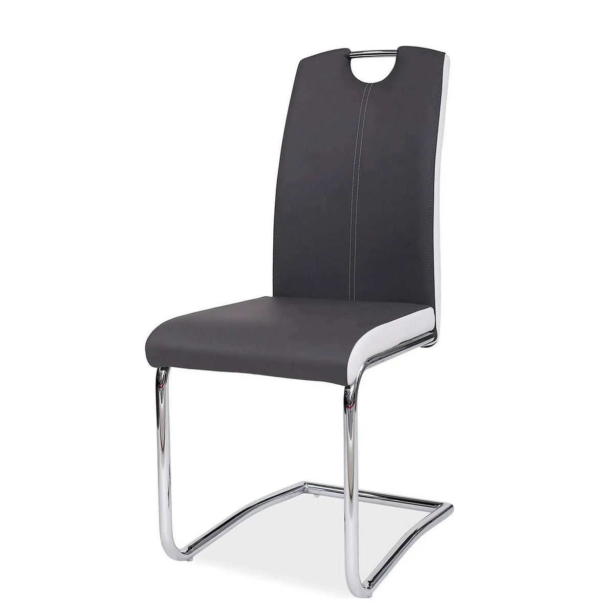 Scaun H341, gri/alb, piele ecologica/metal, 43x44x101 cm