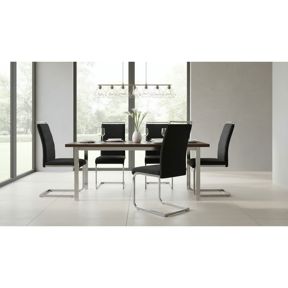 Scaun H441, negru, stofa catifelata/metal, 41x42x102 cm