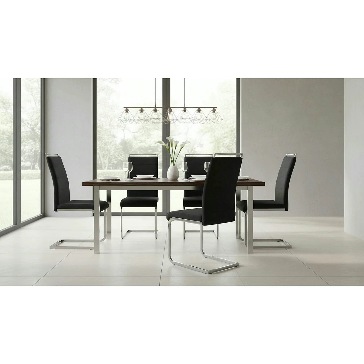 Scaun H441, negru, stofa catifelata/metal, 41x42x102 cm