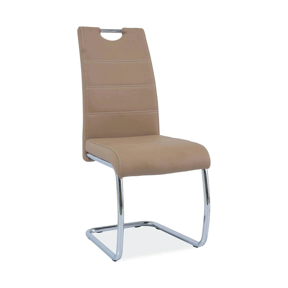 Scaun H666, bej/crom, piele ecologica/metal, 42X45X98 cm