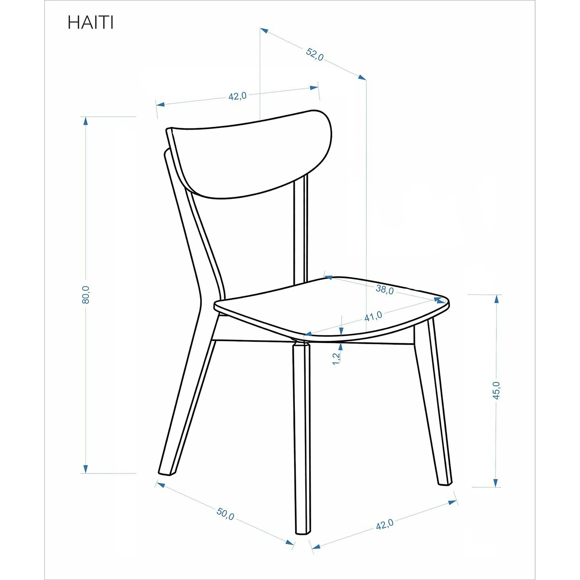Scaun HAITI, stejar/negru, placaj/lemn, 42x52x80 cm