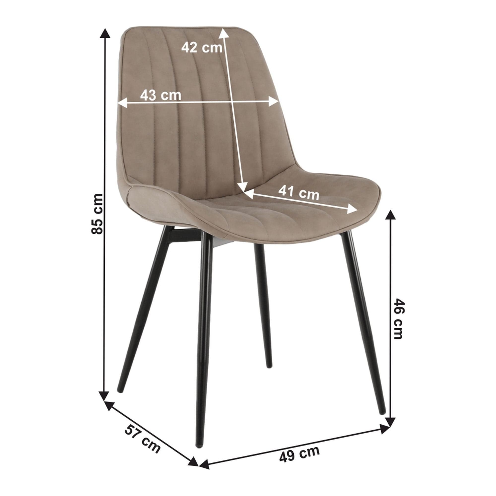 Scaun HAZAL, gri maroniu, piele ecologica/metal, 49x57X85 cm