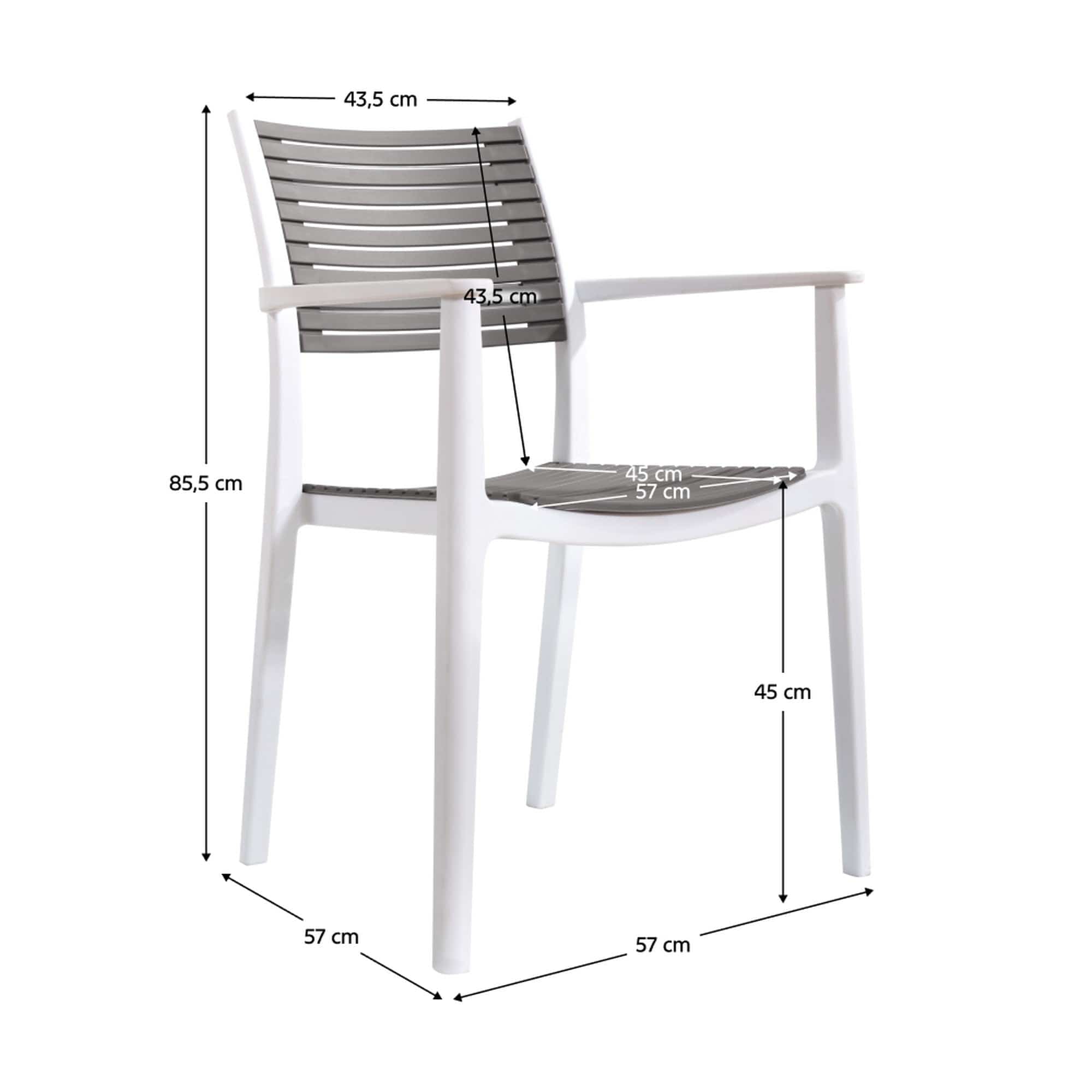 Scaun HERTA, gri/alb, plastic, 57x57x86 cm