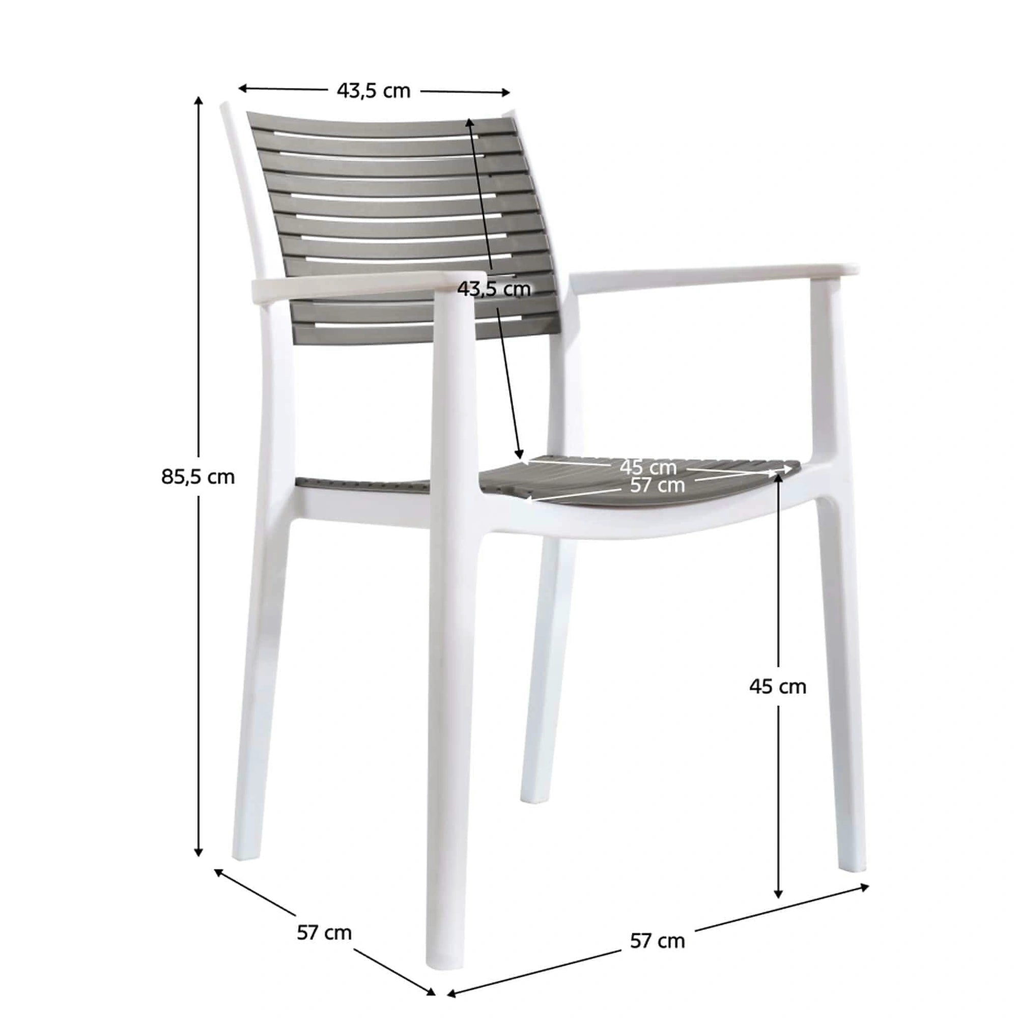 Scaun HERTA, gri/alb, plastic, 57x57x86 cm