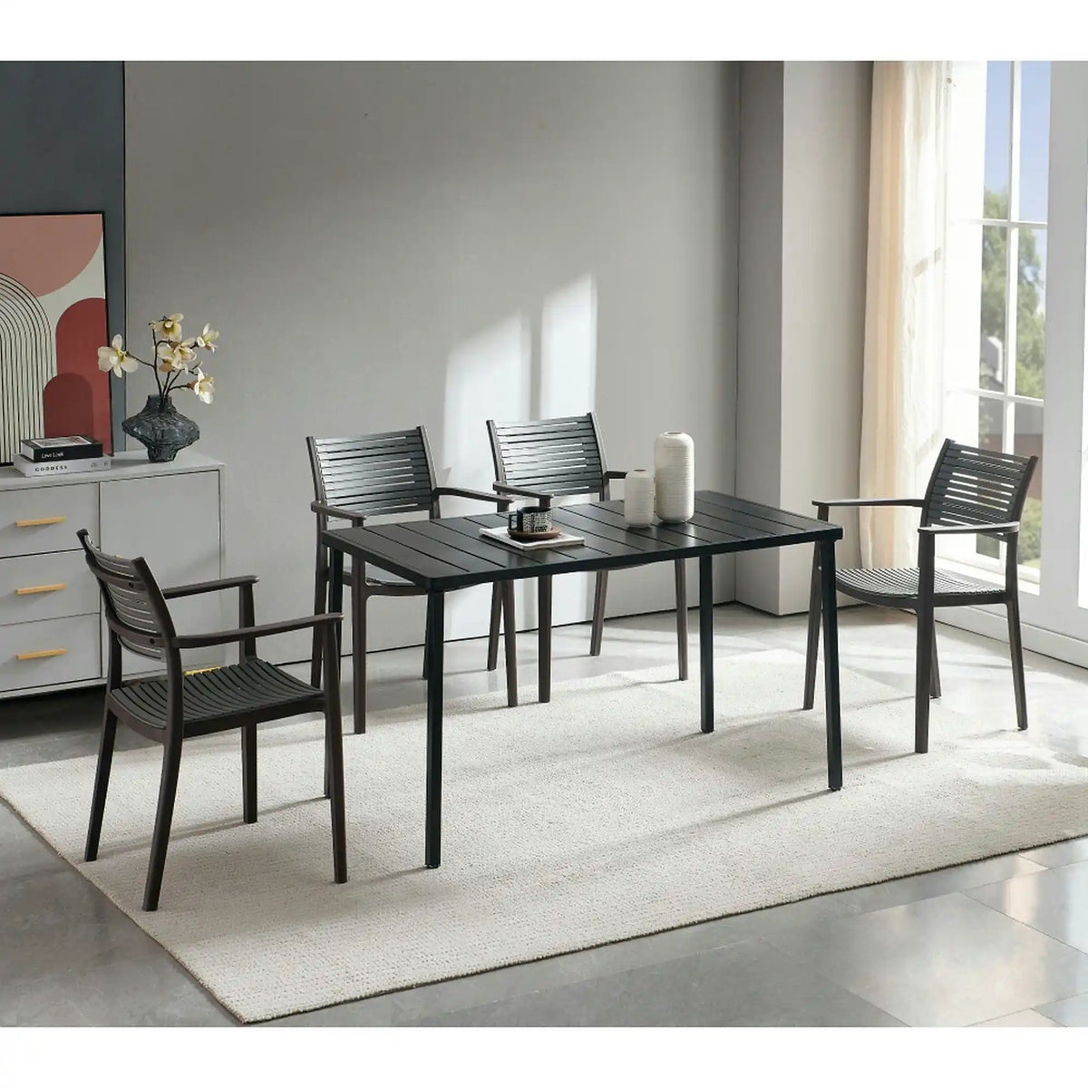 Scaun HERTA, gri/maro, plastic, 57x57x86 cm