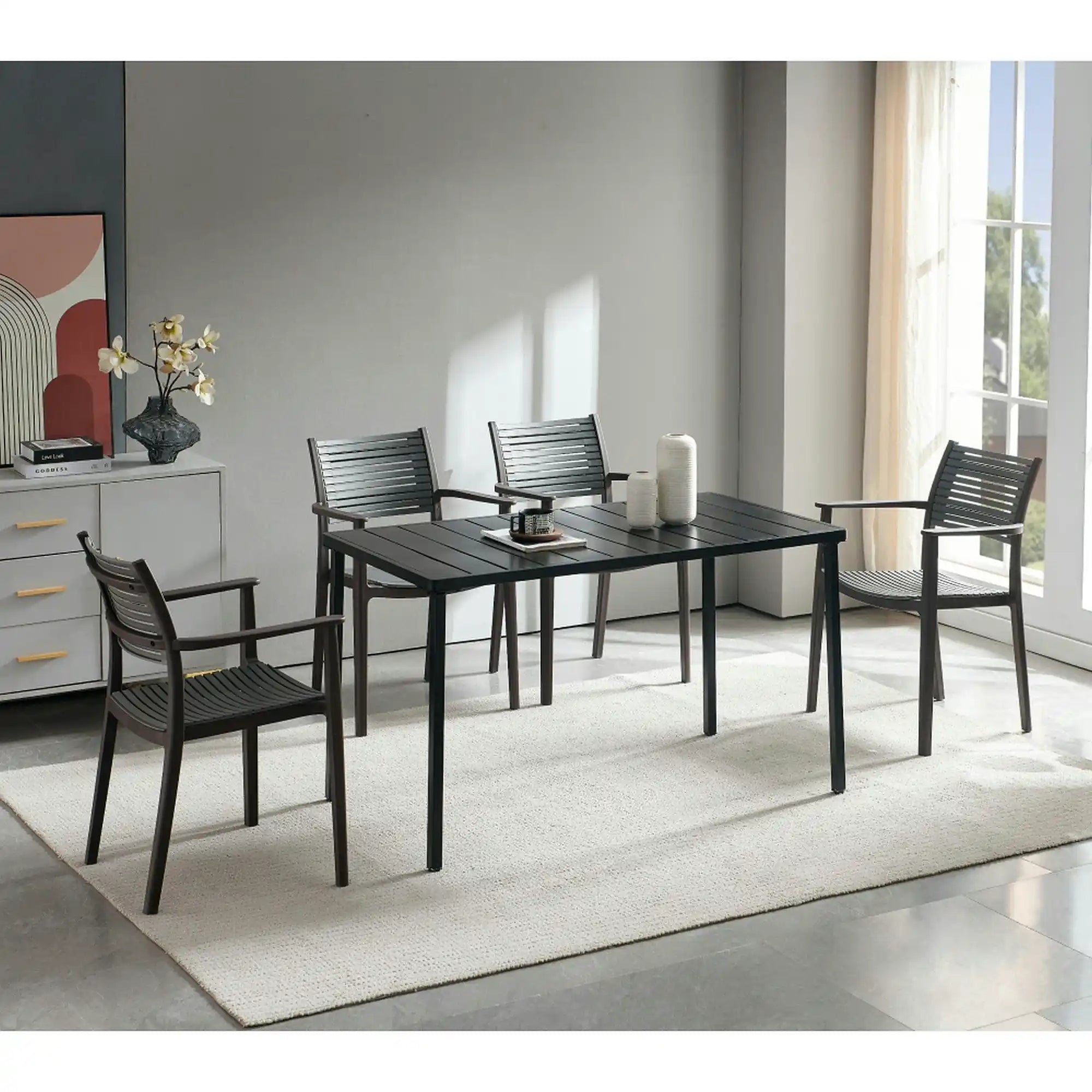 Scaun HERTA, gri/maro, plastic, 57x57x86 cm