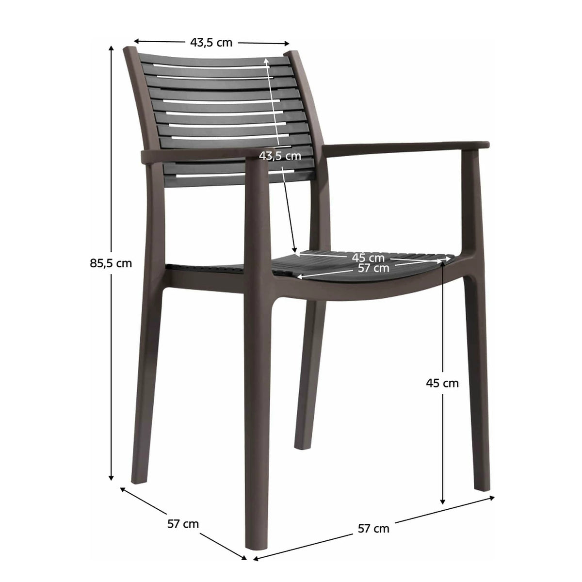Scaun HERTA, gri/maro, plastic, 57x57x86 cm