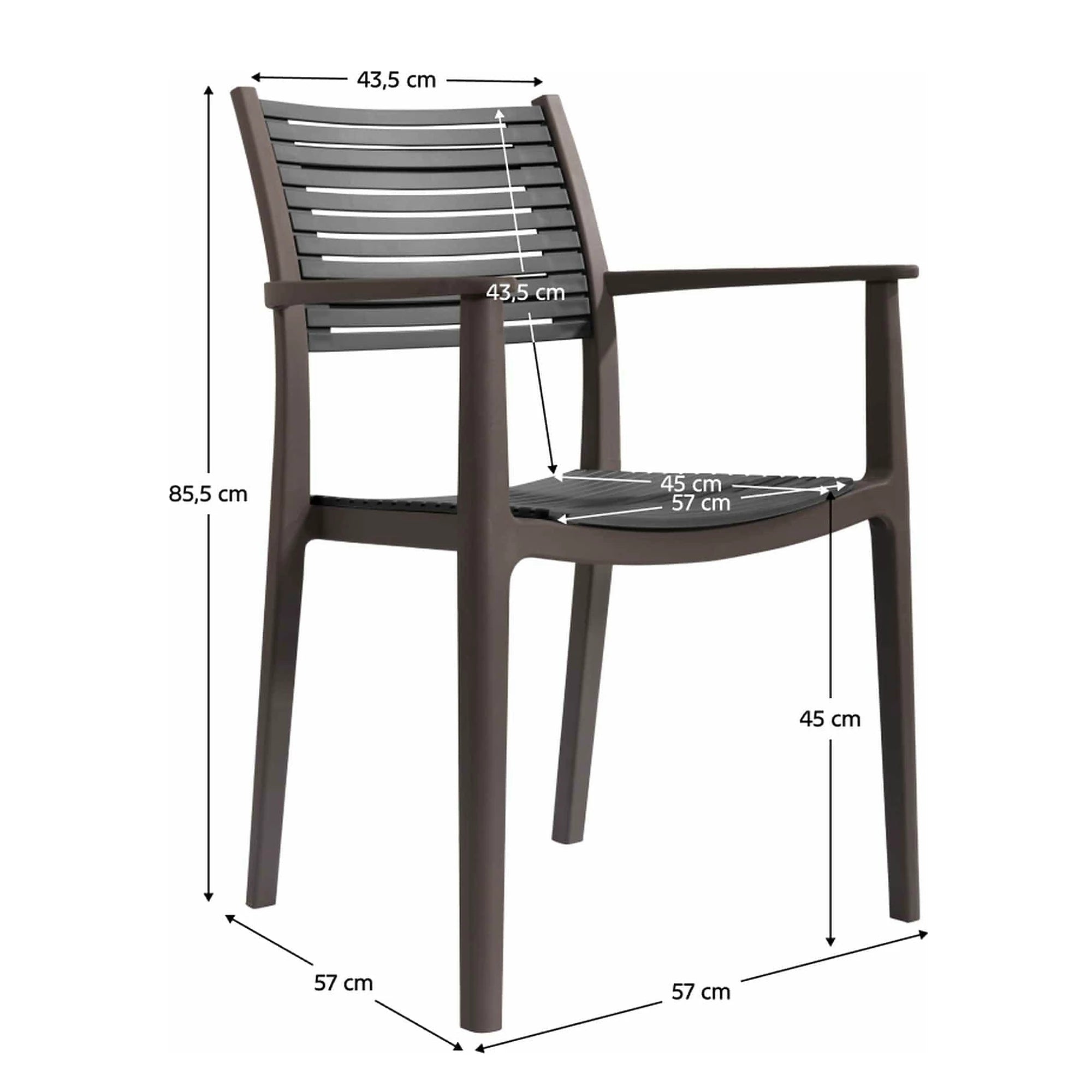 Scaun HERTA, gri/maro, plastic, 57x57x86 cm