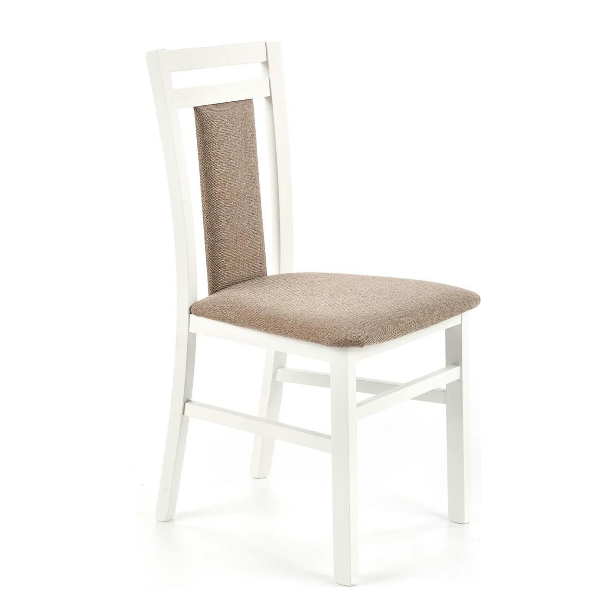 Scaun HUBERT 8, bej/alb, stofa clasica/lemn de fag, 45x51x90 cm