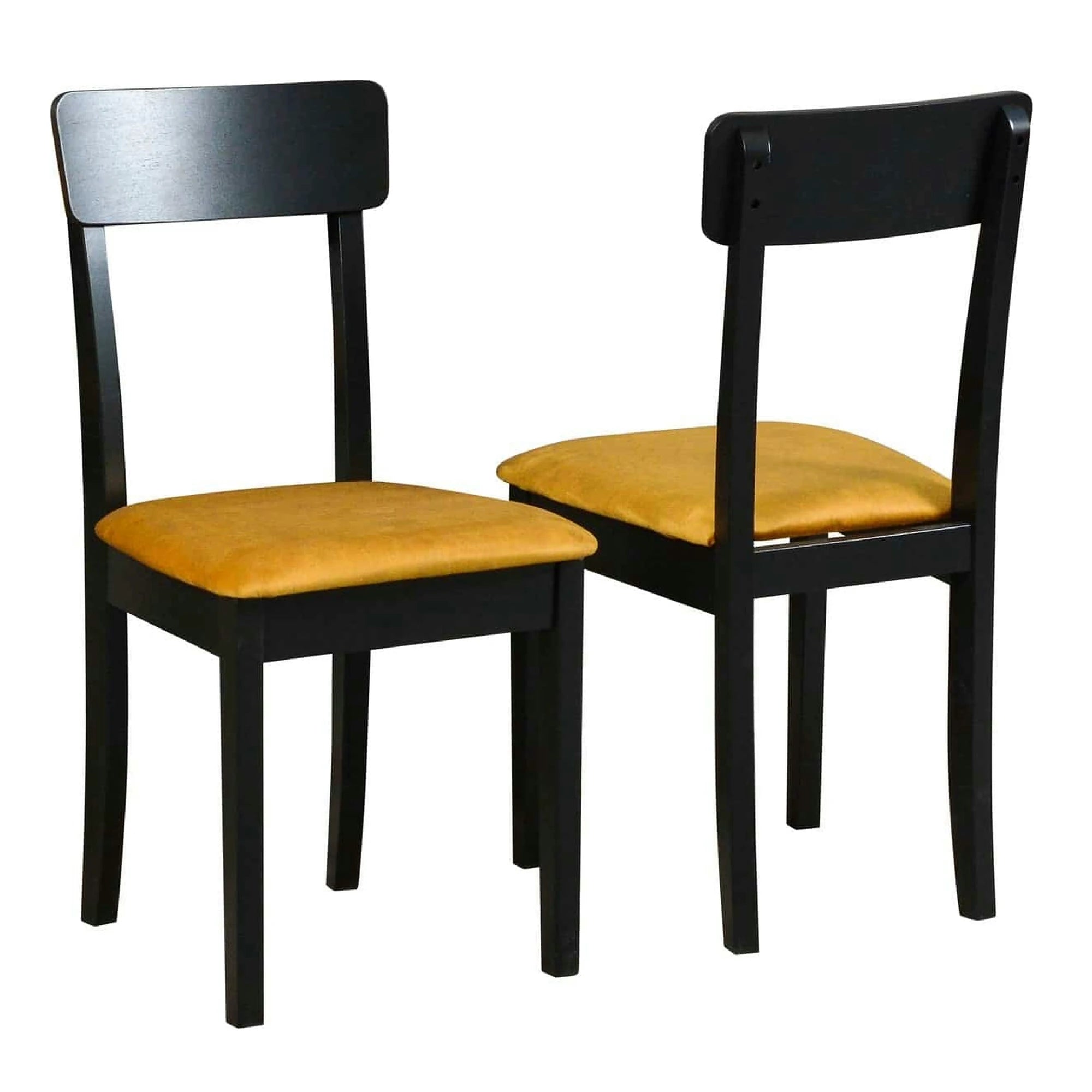Scaun HUGO 1, galben mustar/negru, stofa catifelata/lemn de fag, 43x40x86 cm