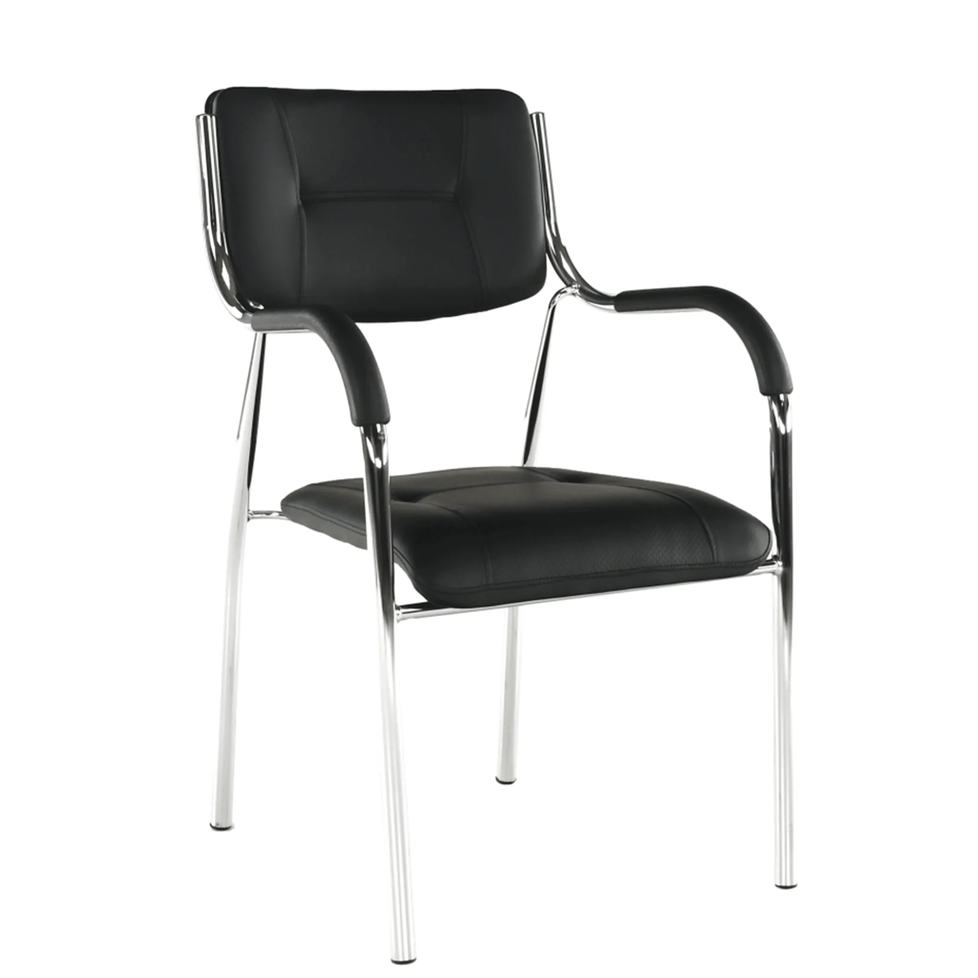 Scaun ILHAM, negru/crom, piele ecologica/metal, 52x55x85 cm