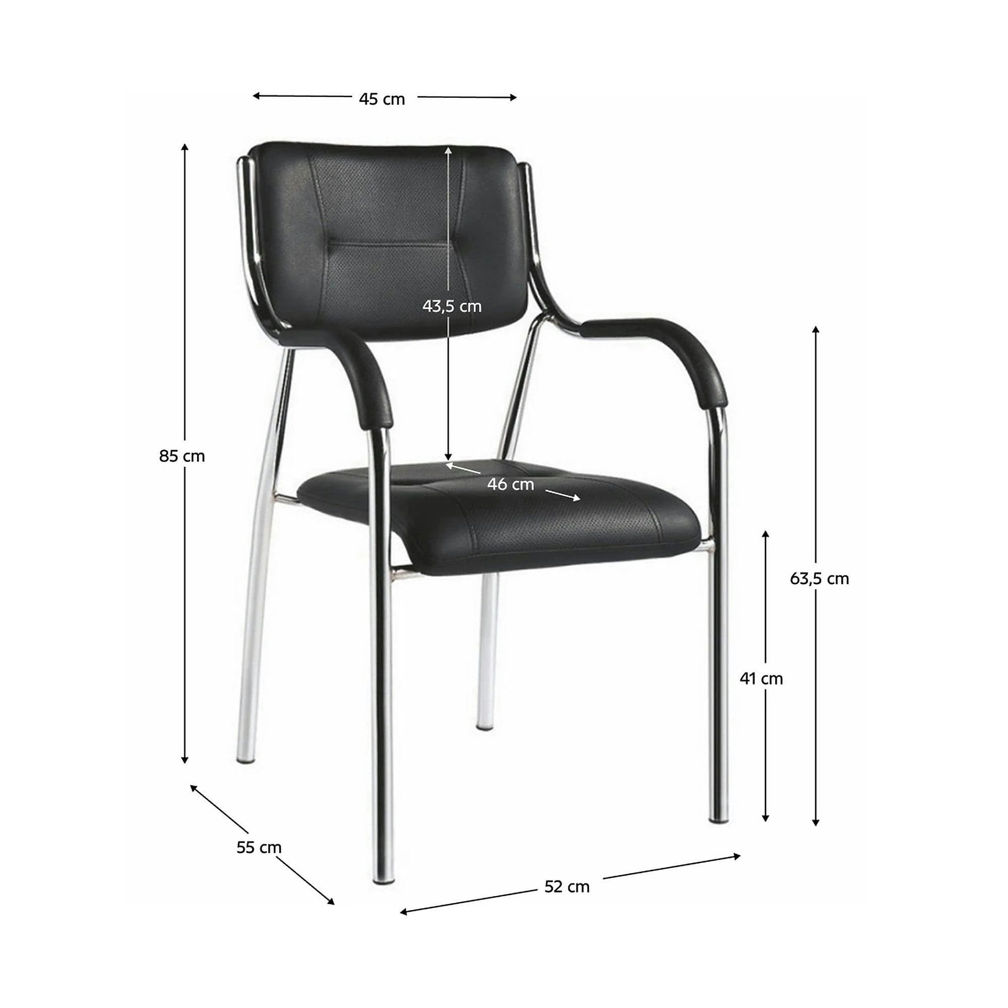 Scaun ILHAM, negru/crom, piele ecologica/metal, 52x55x85 cm