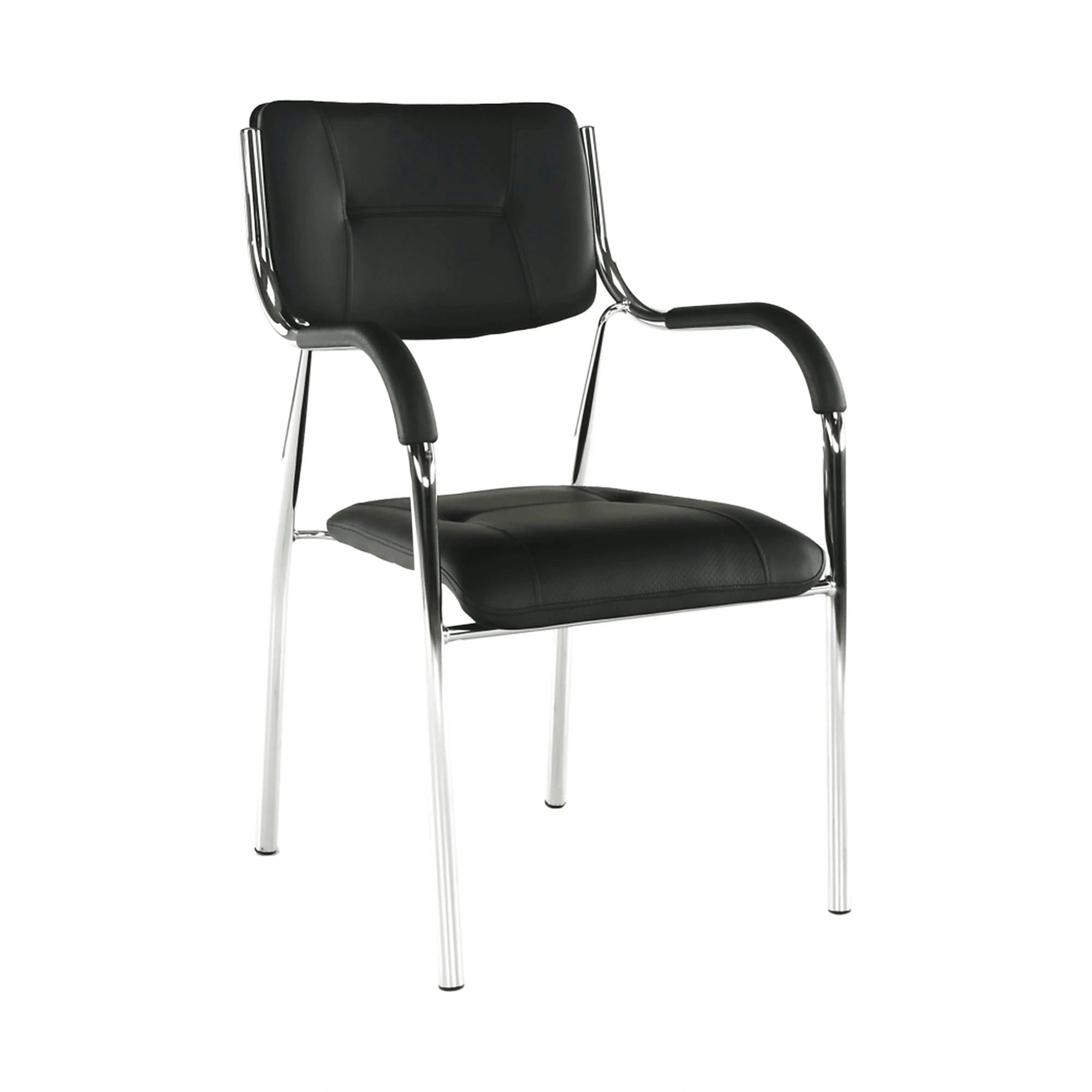 Scaun ILHAM, negru/crom, piele ecologica/metal, 52x55x85 cm