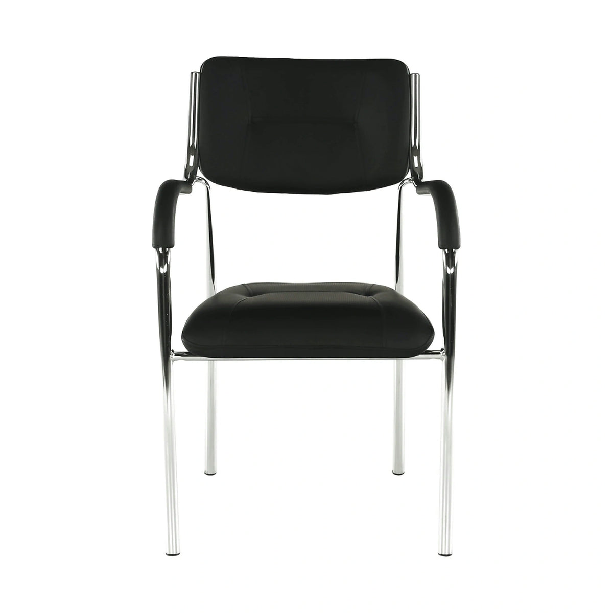 Scaun ILHAM, negru/crom, piele ecologica/metal, 52x55x85 cm
