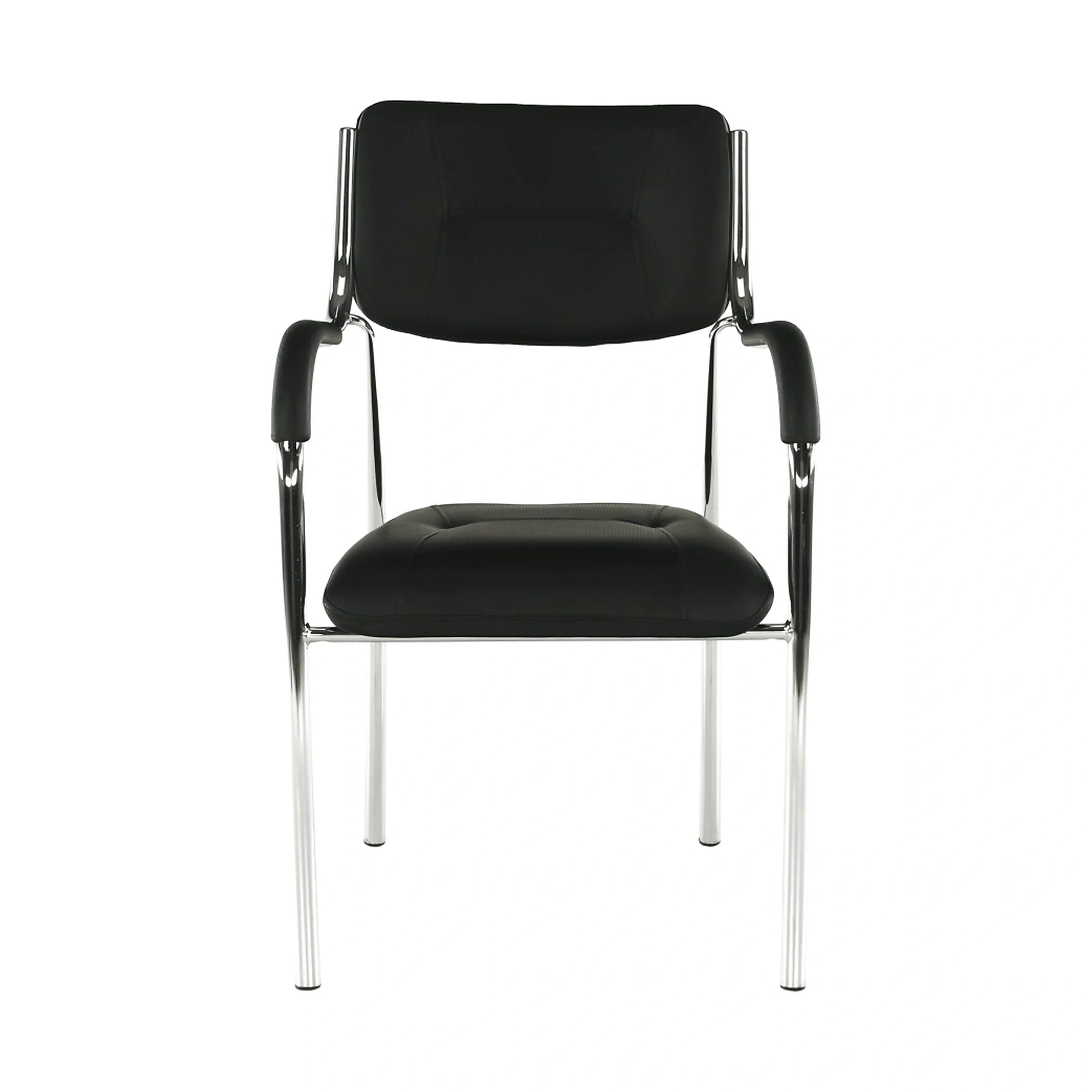 Scaun ILHAM, negru/crom, piele ecologica/metal, 52x55x85 cm
