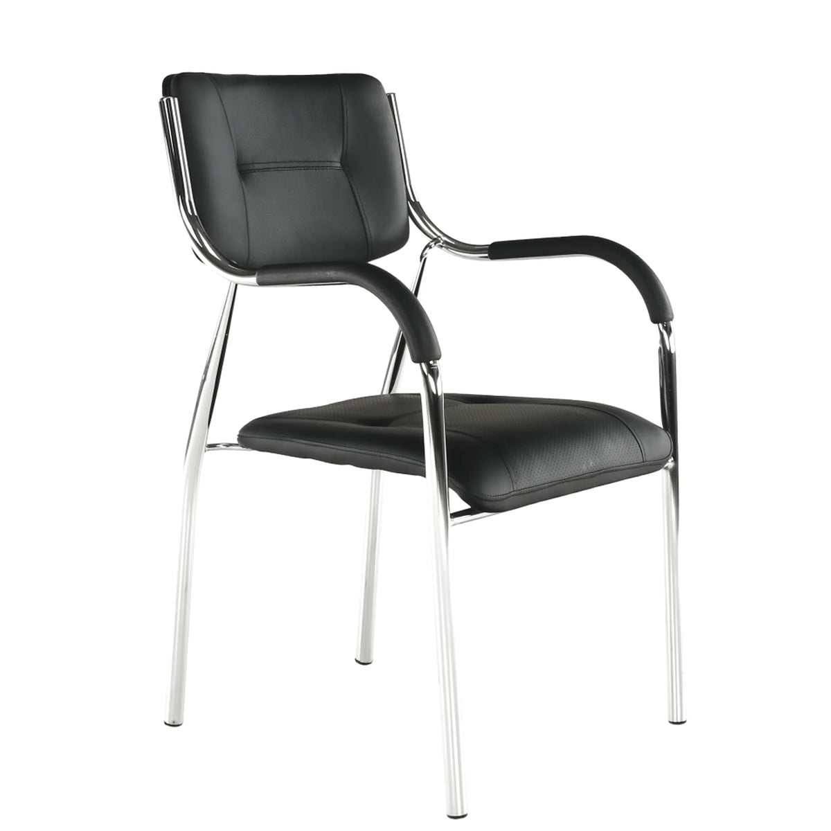 Scaun ILHAM, negru/crom, piele ecologica/metal, 52x55x85 cm