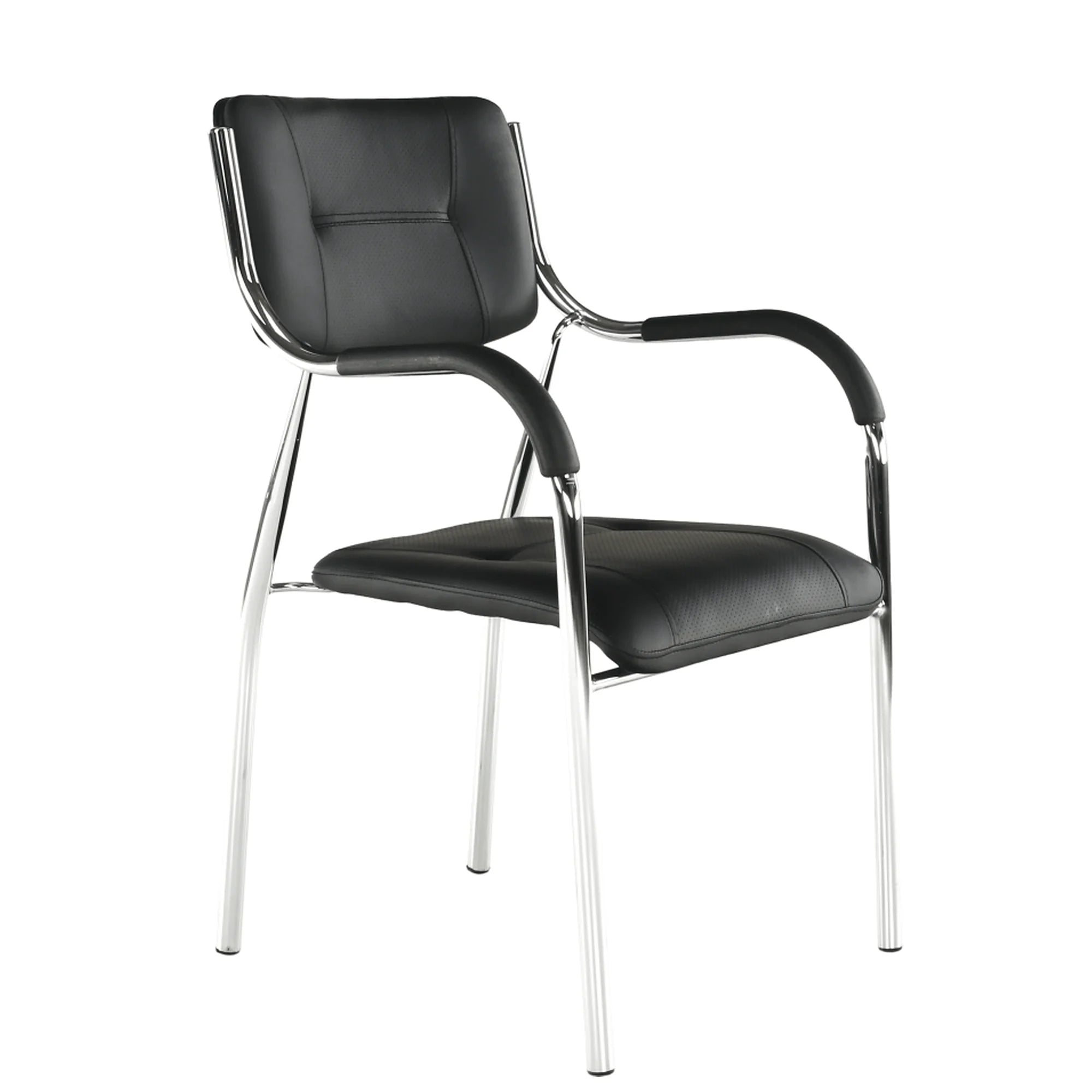Scaun ILHAM, negru/crom, piele ecologica/metal, 52x55x85 cm