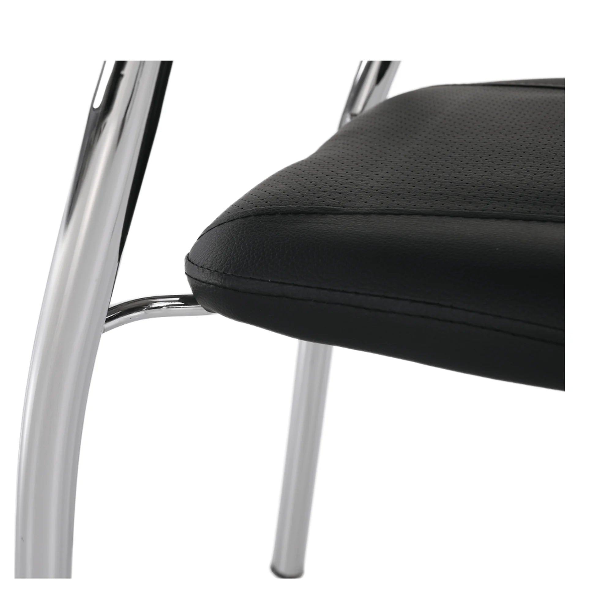 Scaun ILHAM, negru/crom, piele ecologica/metal, 52x55x85 cm
