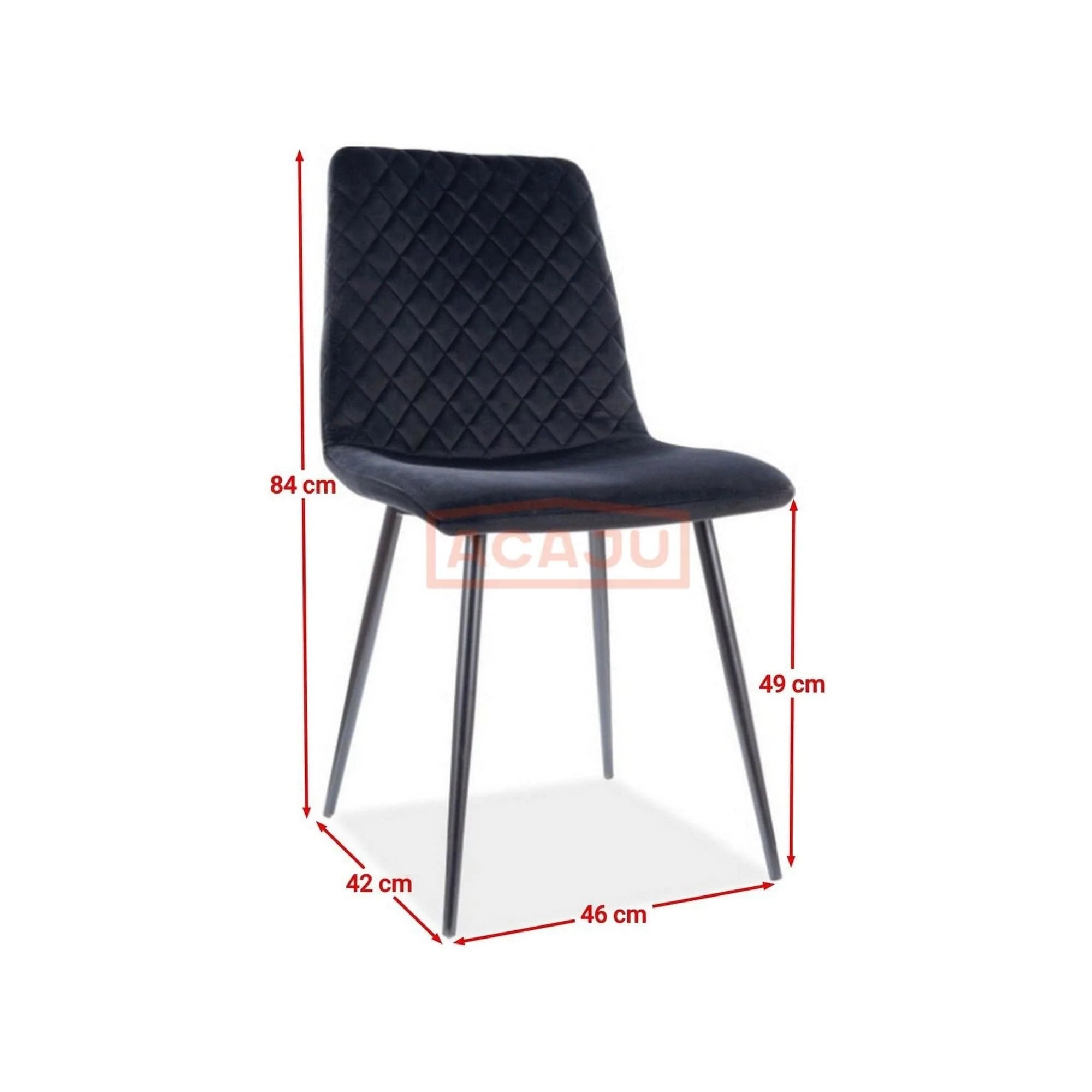 Scaun Irys, negru, stofa catifelata/metal, 46x42x84 cm