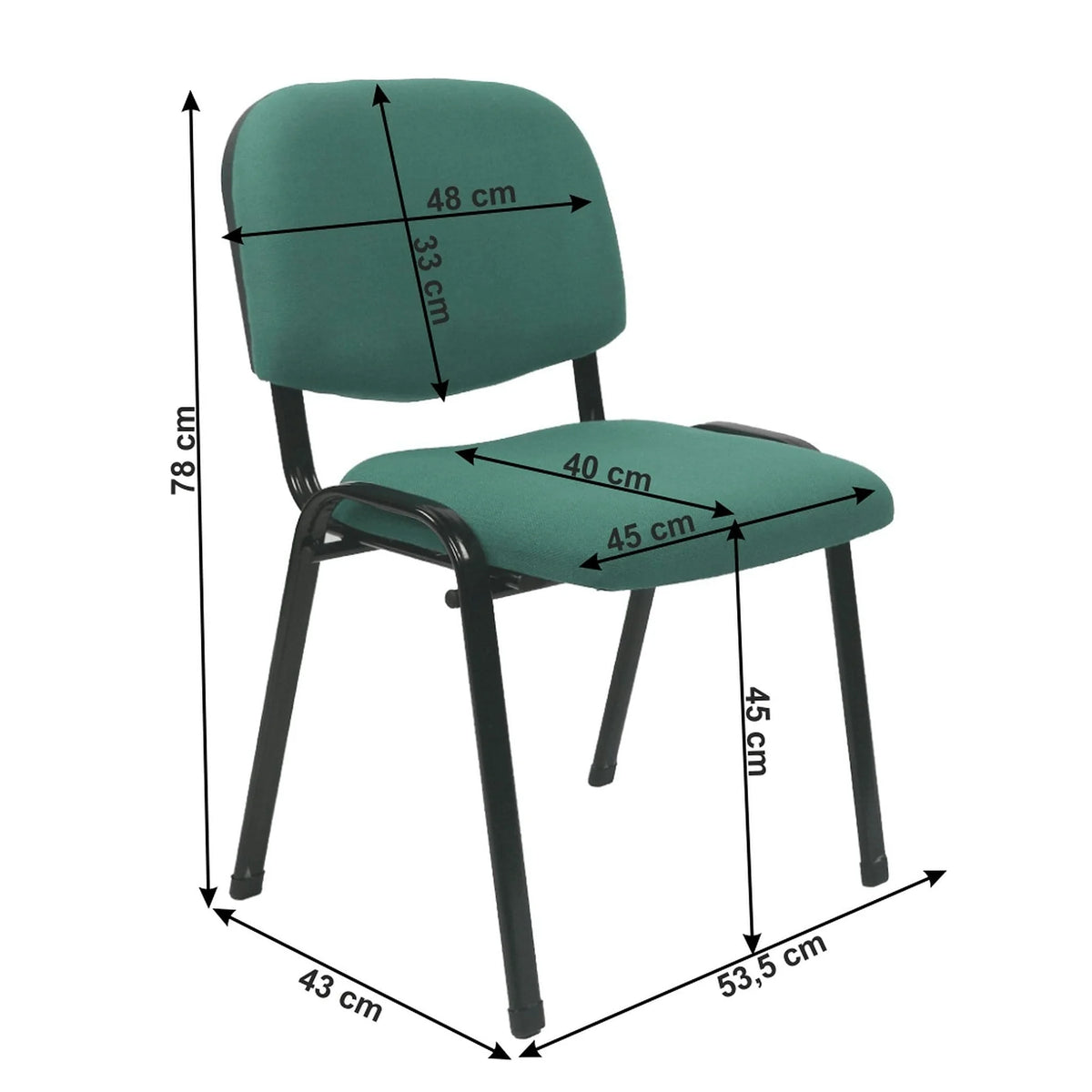 Scaun ISO 2, verde/negru, stofa, 53x55x82 cm