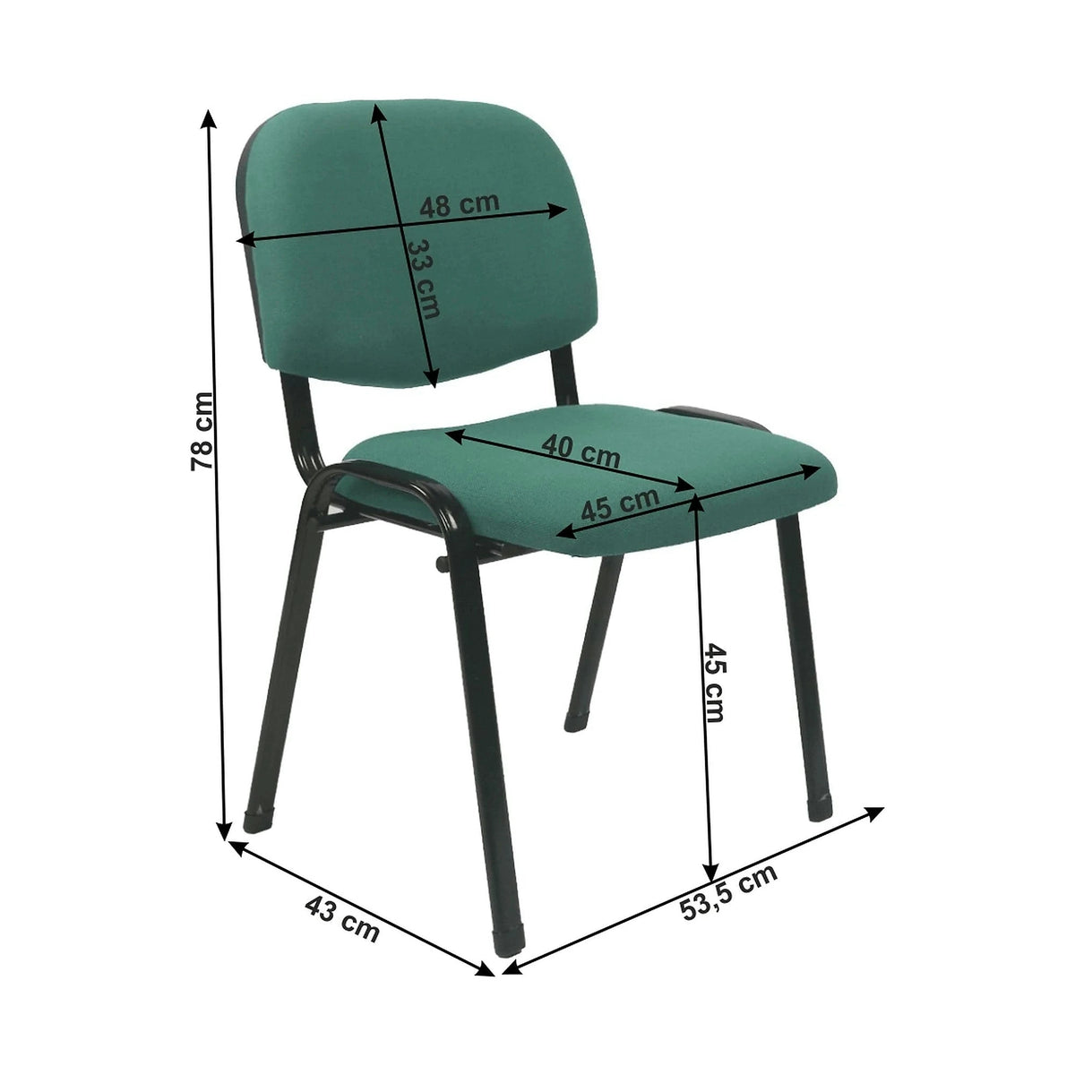 Scaun ISO 2, verde/negru, stofa, 53x55x82 cm