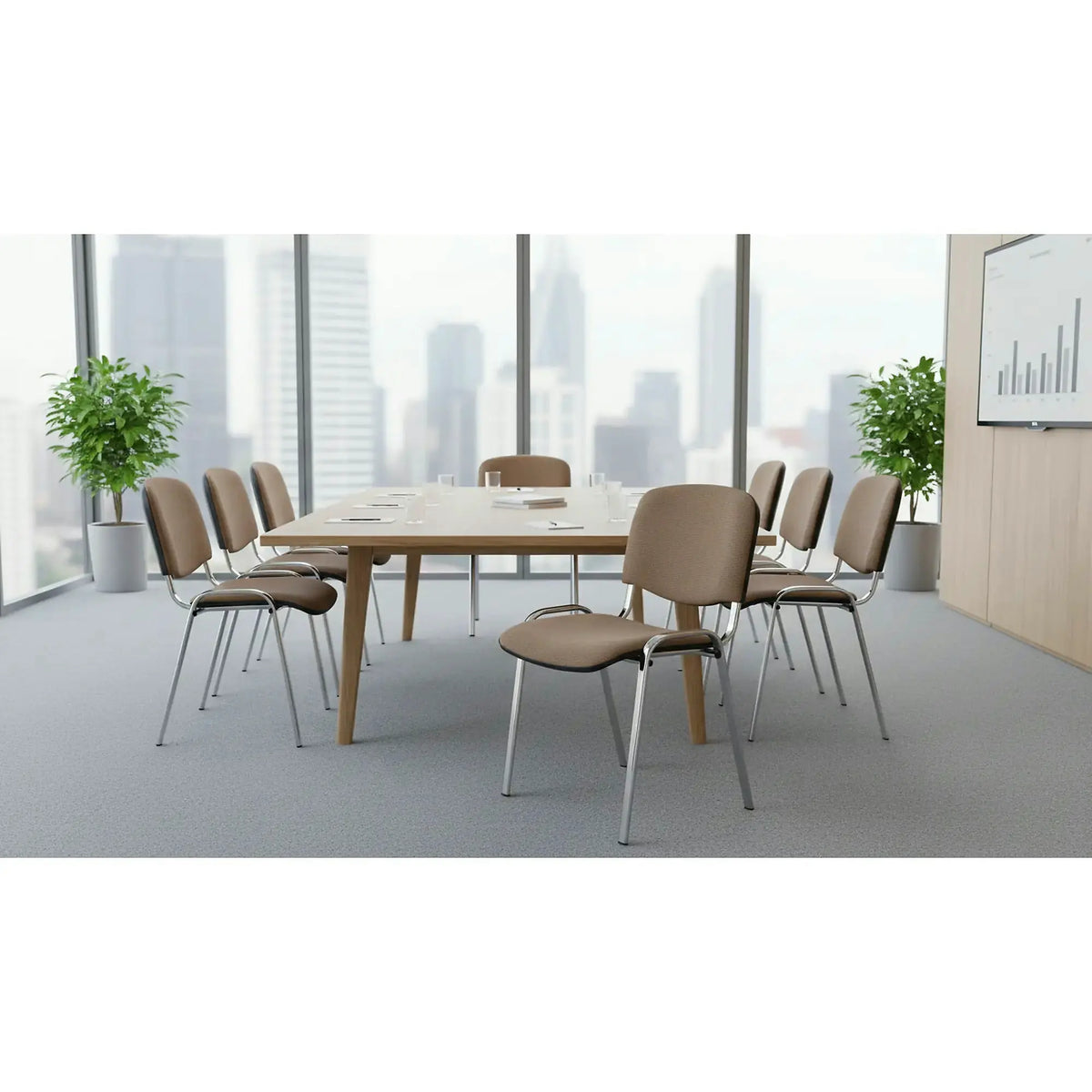Scaun ISO C, bej, stofa clasic/metal, 53x55x82 cm
