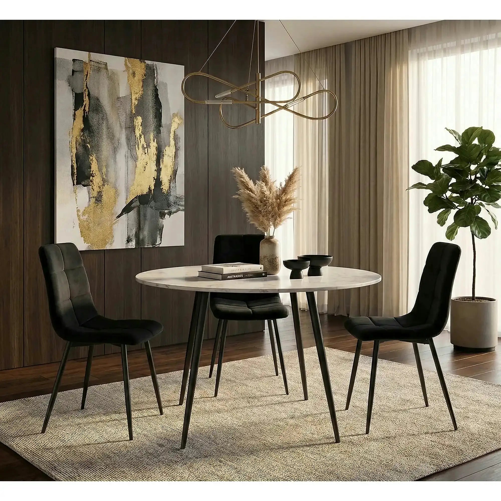 Scaun IVO, negru, stofa catifelata/metal, 45x39x91 cm