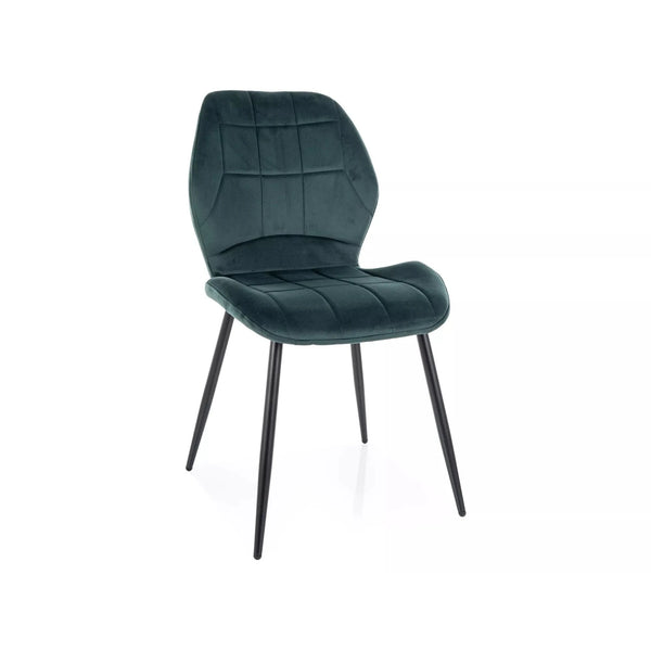 Scaun JAKE, verde - Bluvel 78/negru, stofa catifelata/metal, 48x56x86 cm