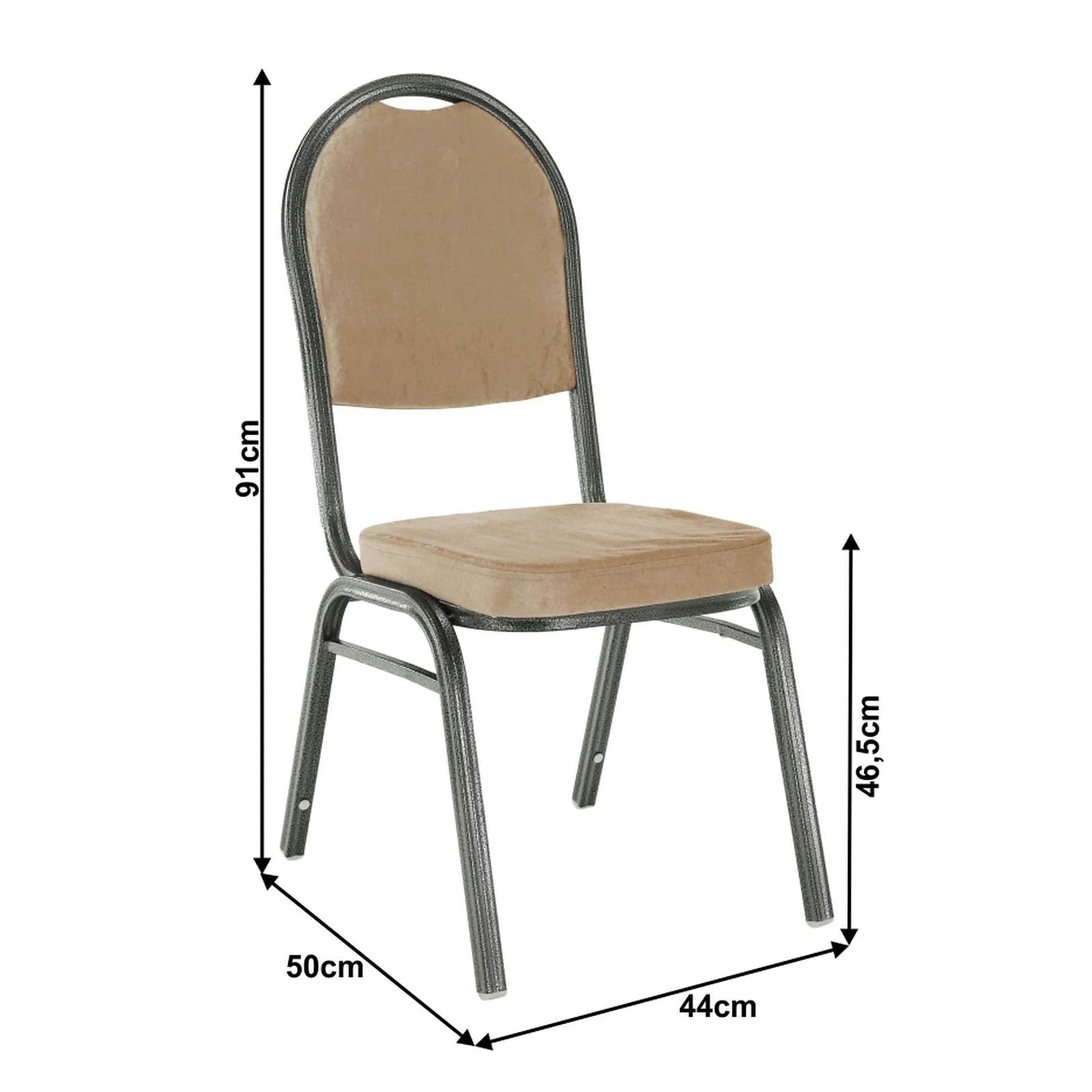 Scaun JEFF 2 NEW, stofa/metal, bej, 44x50x91 cm