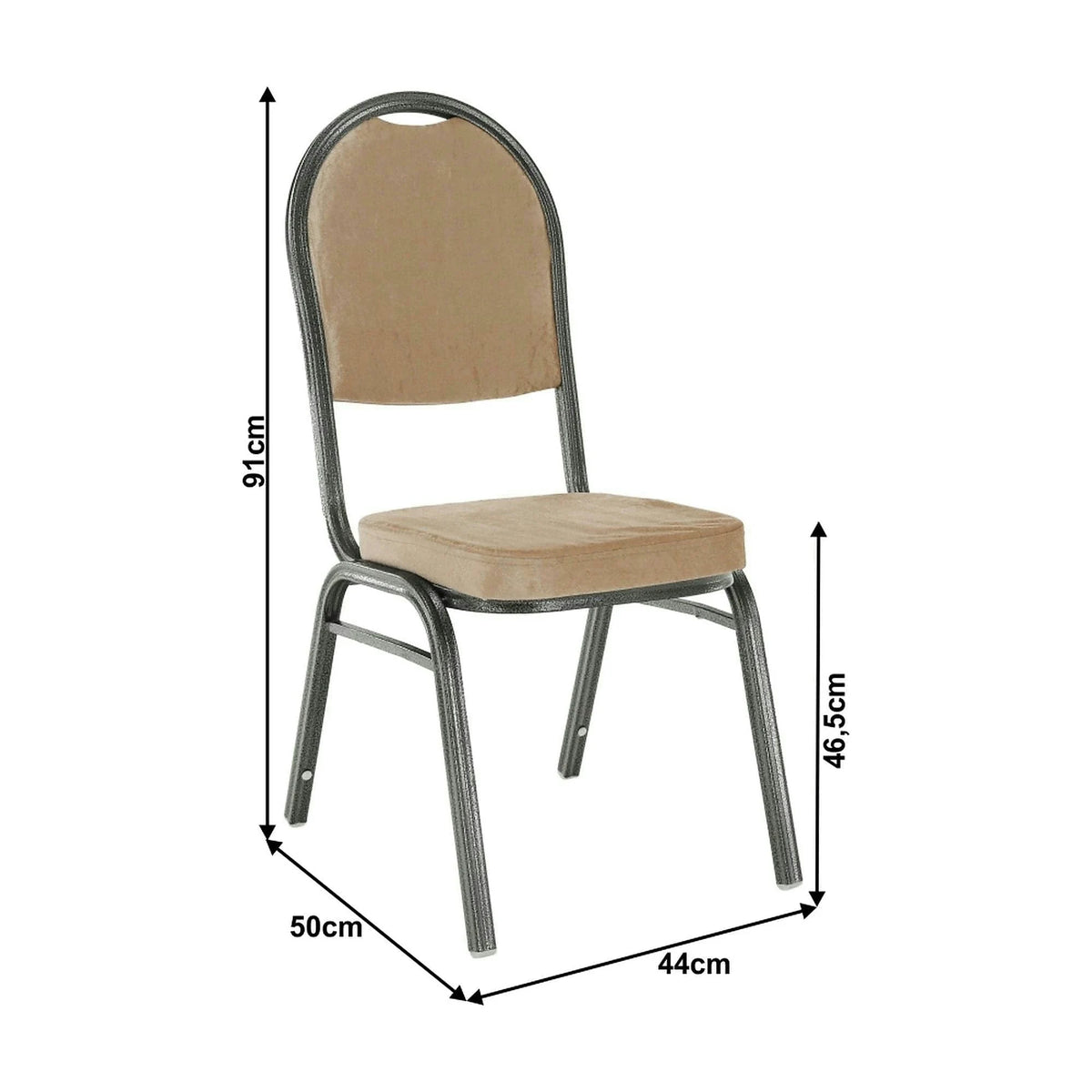 Scaun JEFF 2 NEW, stofa/metal, bej, 44x50x91 cm