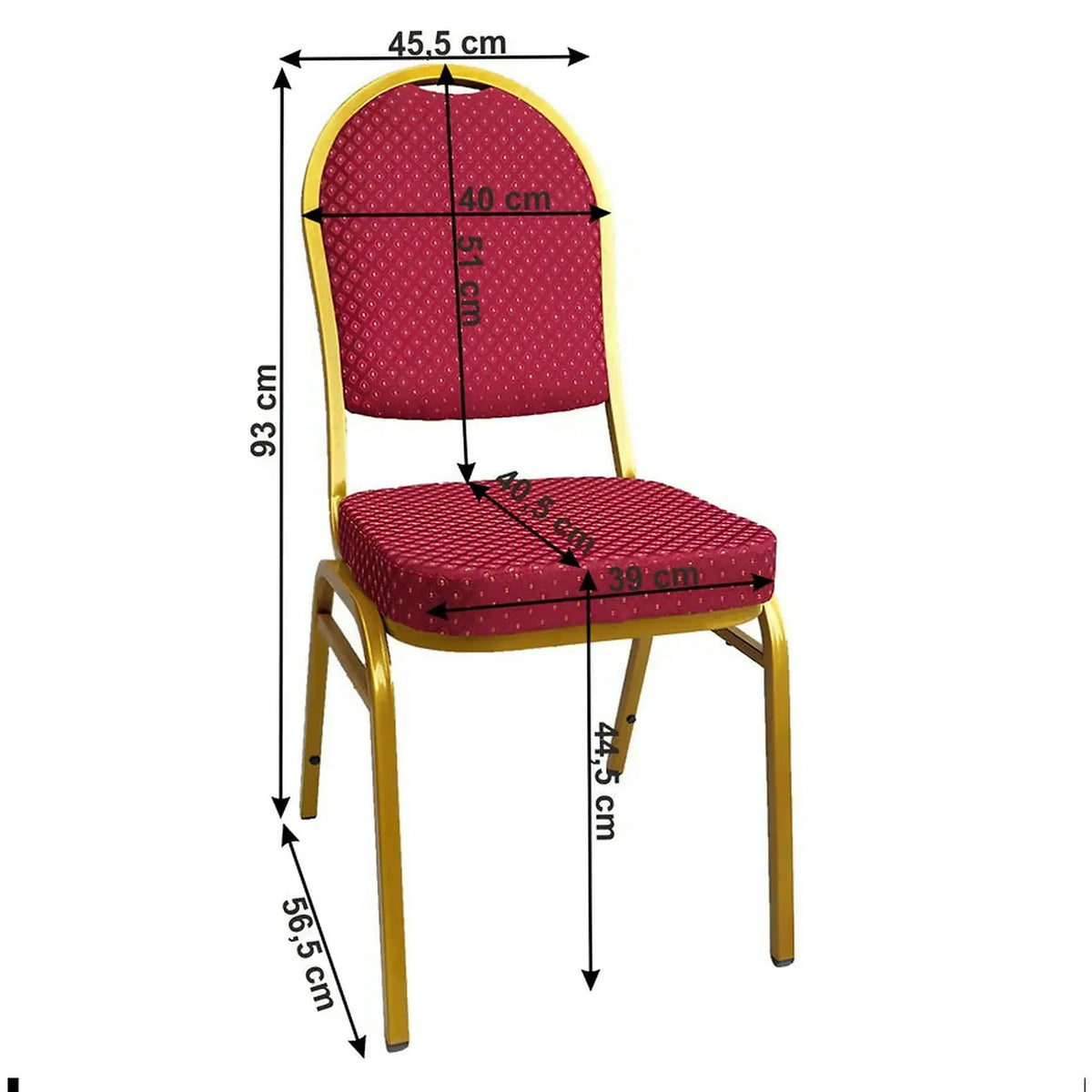 Scaun JEFF 3 NEW, rosu/auriu, tesatura/metal, 46x57x93 cm