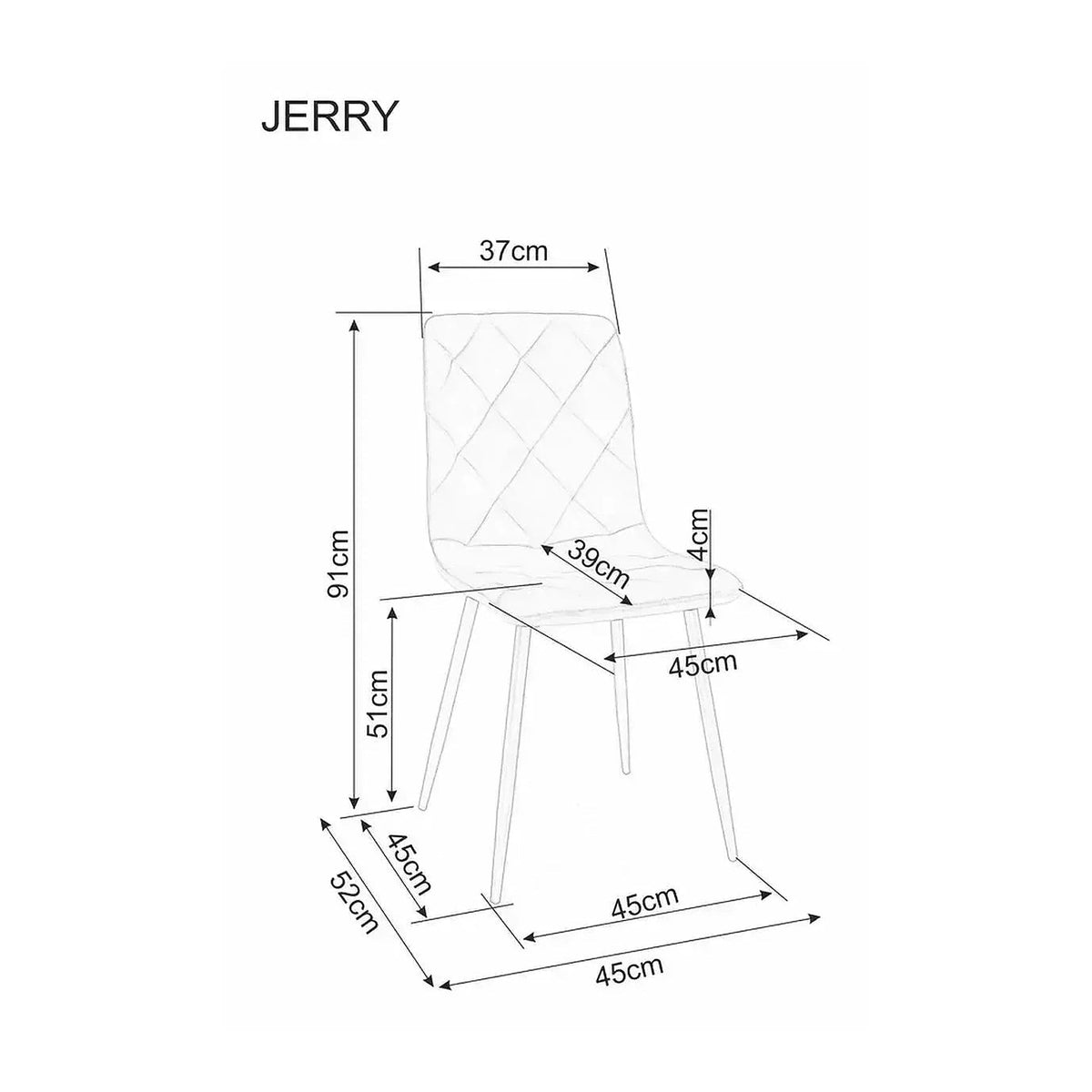 Scaun JERRY, gri/cașmir, stofă/metal, 45x39x91 cm