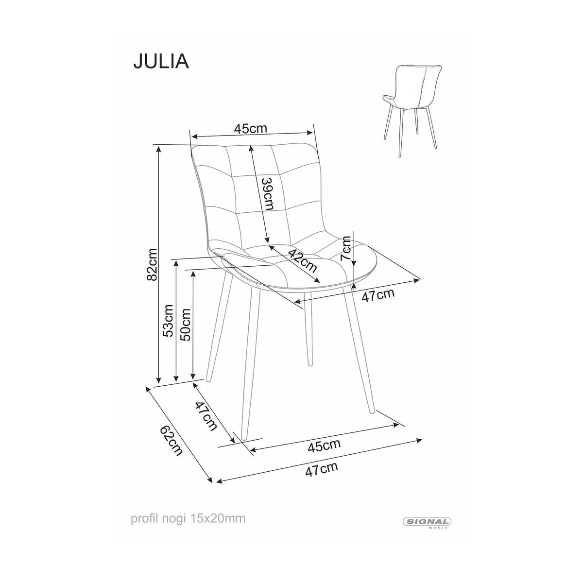 Scaun JULIA, cappuccino/negru, stofă/metal, 47x42x82 cm