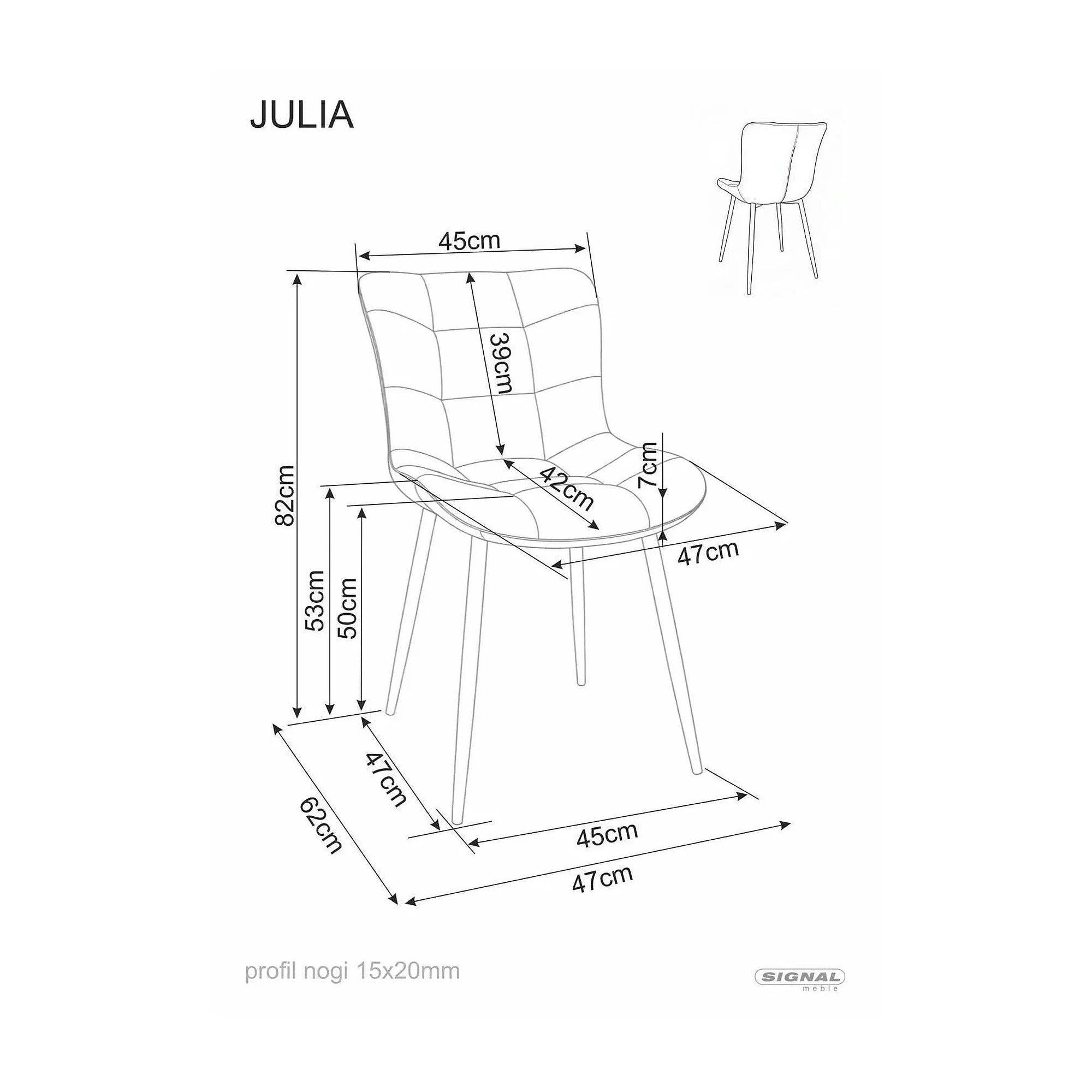 Scaun JULIA, cappuccino/negru, stofă/metal, 47x42x82 cm
