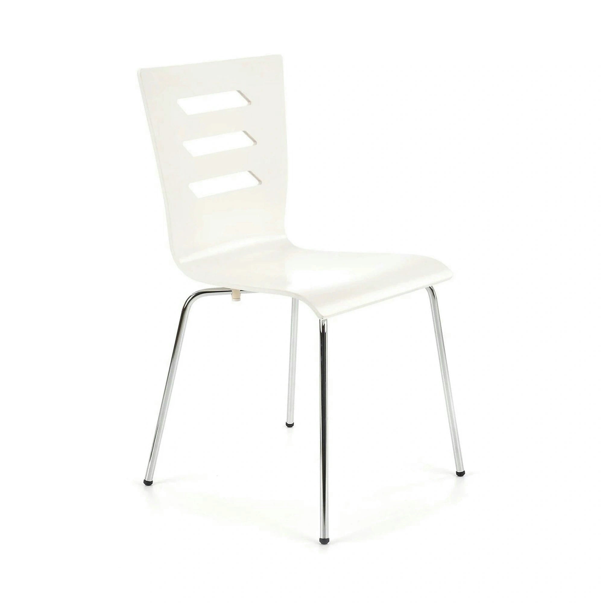 Scaun K155, alb/crom, placaj indoit/metal, 43x47x85 cm